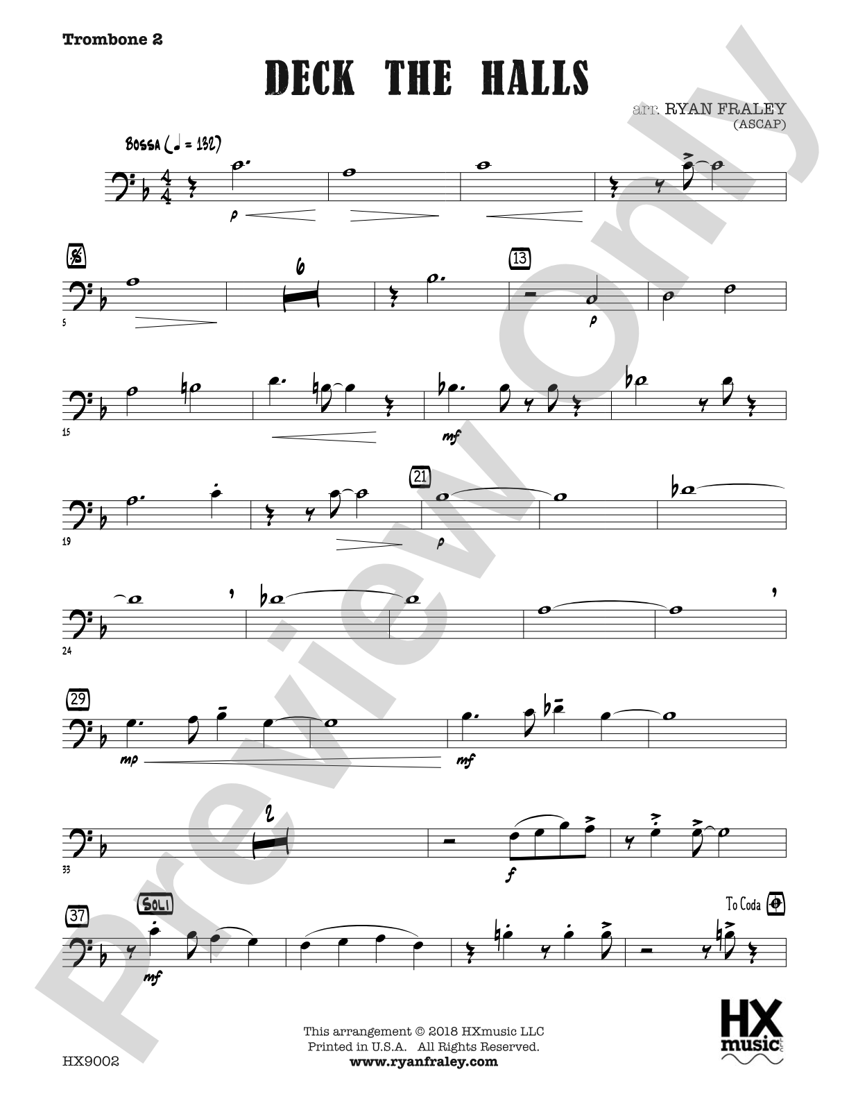 Deck the Halls: Trombone 2