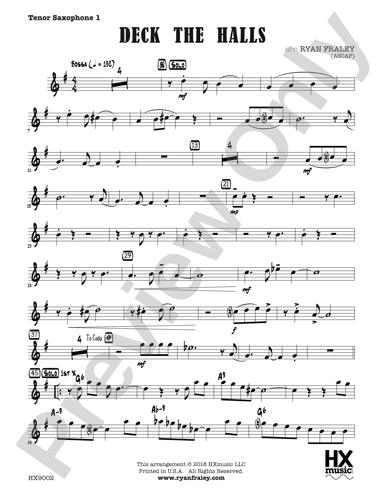 Deck the Halls: B-flat Tenor Saxophone 1