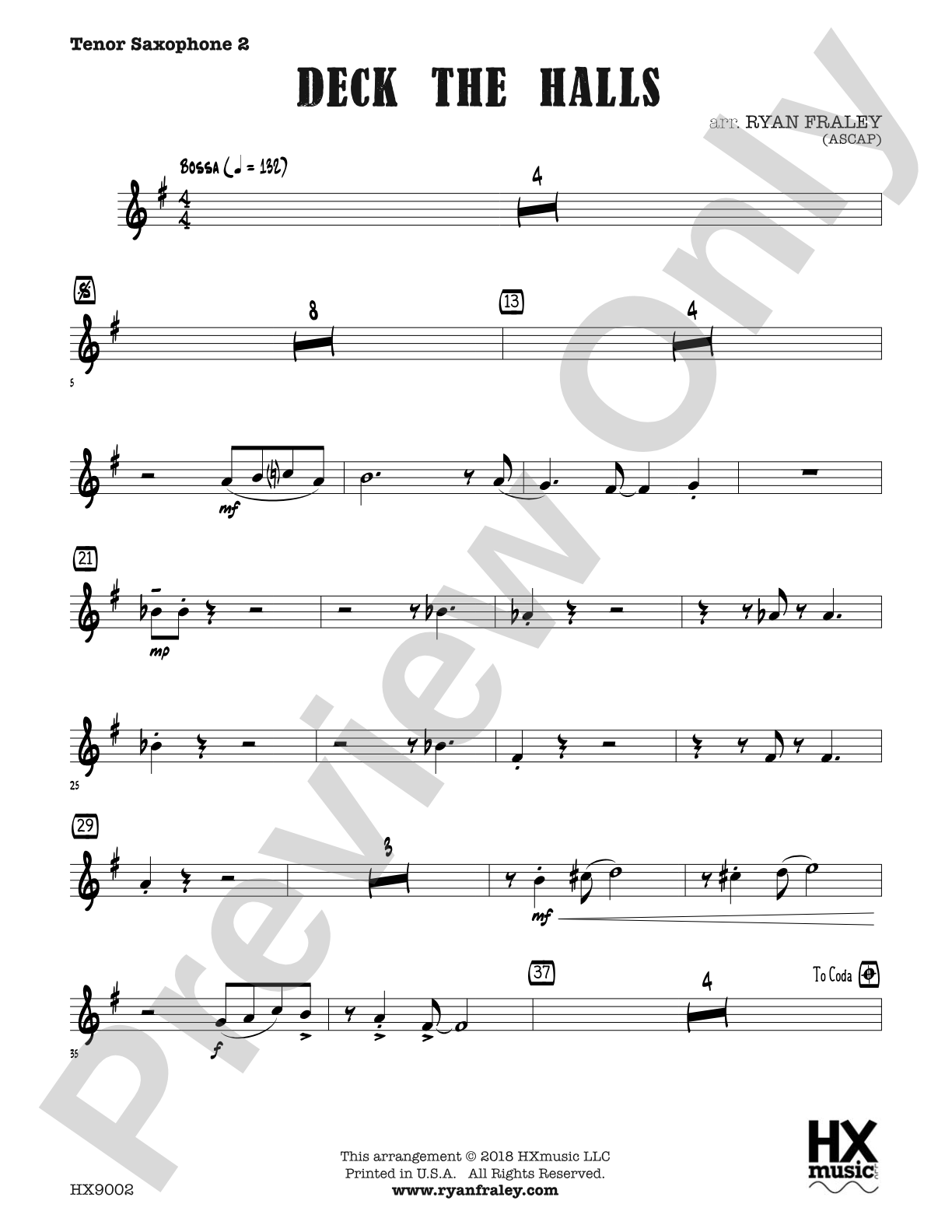Deck the Halls: B-flat Tenor Saxophone 2