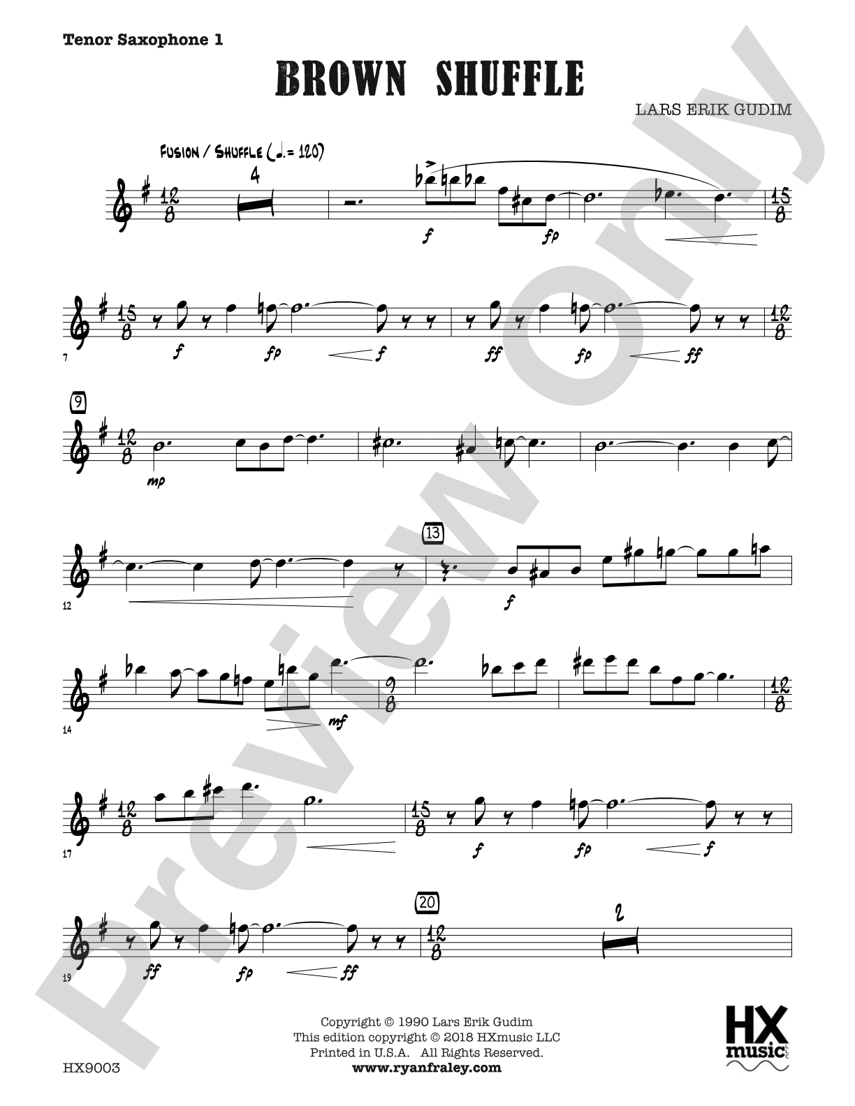 Brown Shuffle: B-flat Tenor Saxophone 1