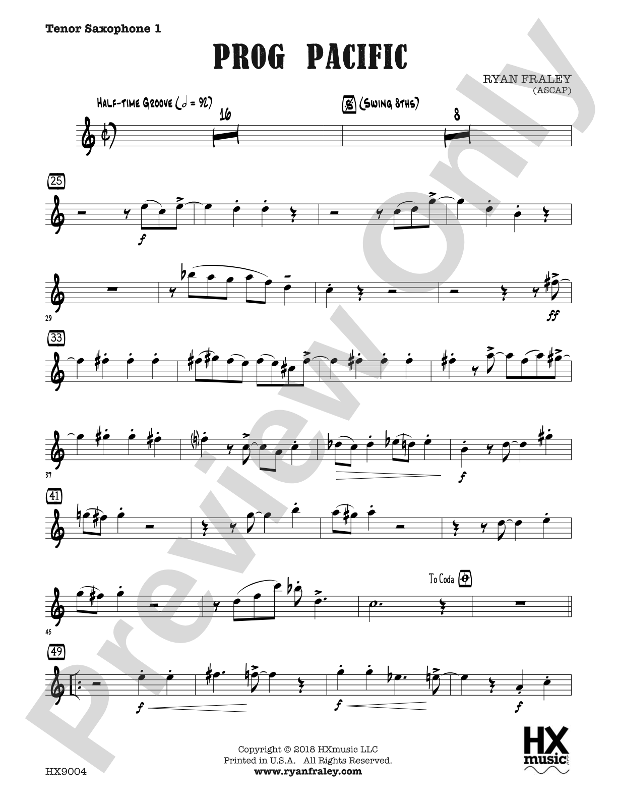 Prog Pacific: B-flat Tenor Saxophone 1