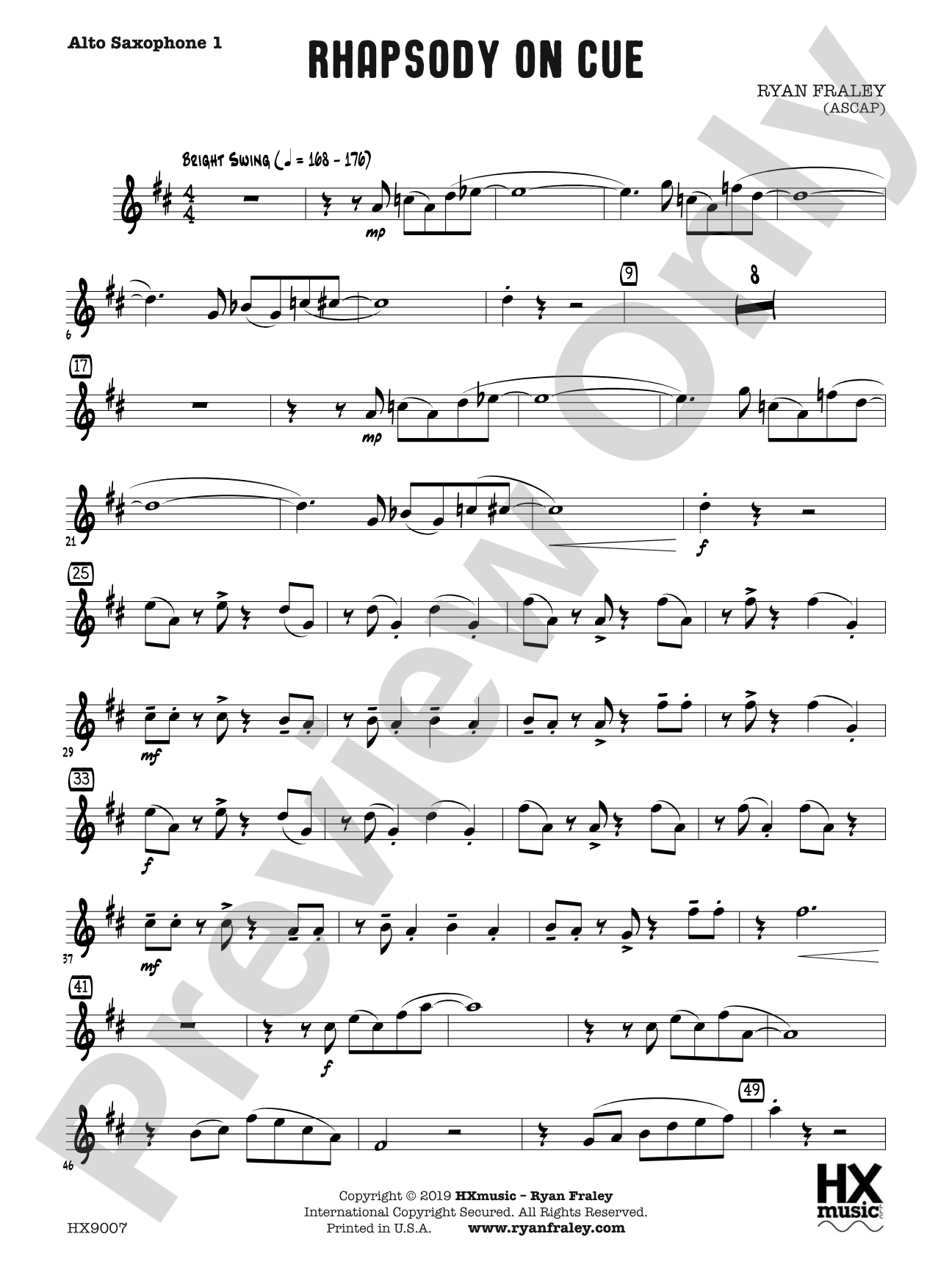 Rhapsody on Cue: E-flat Alto Saxophone 1