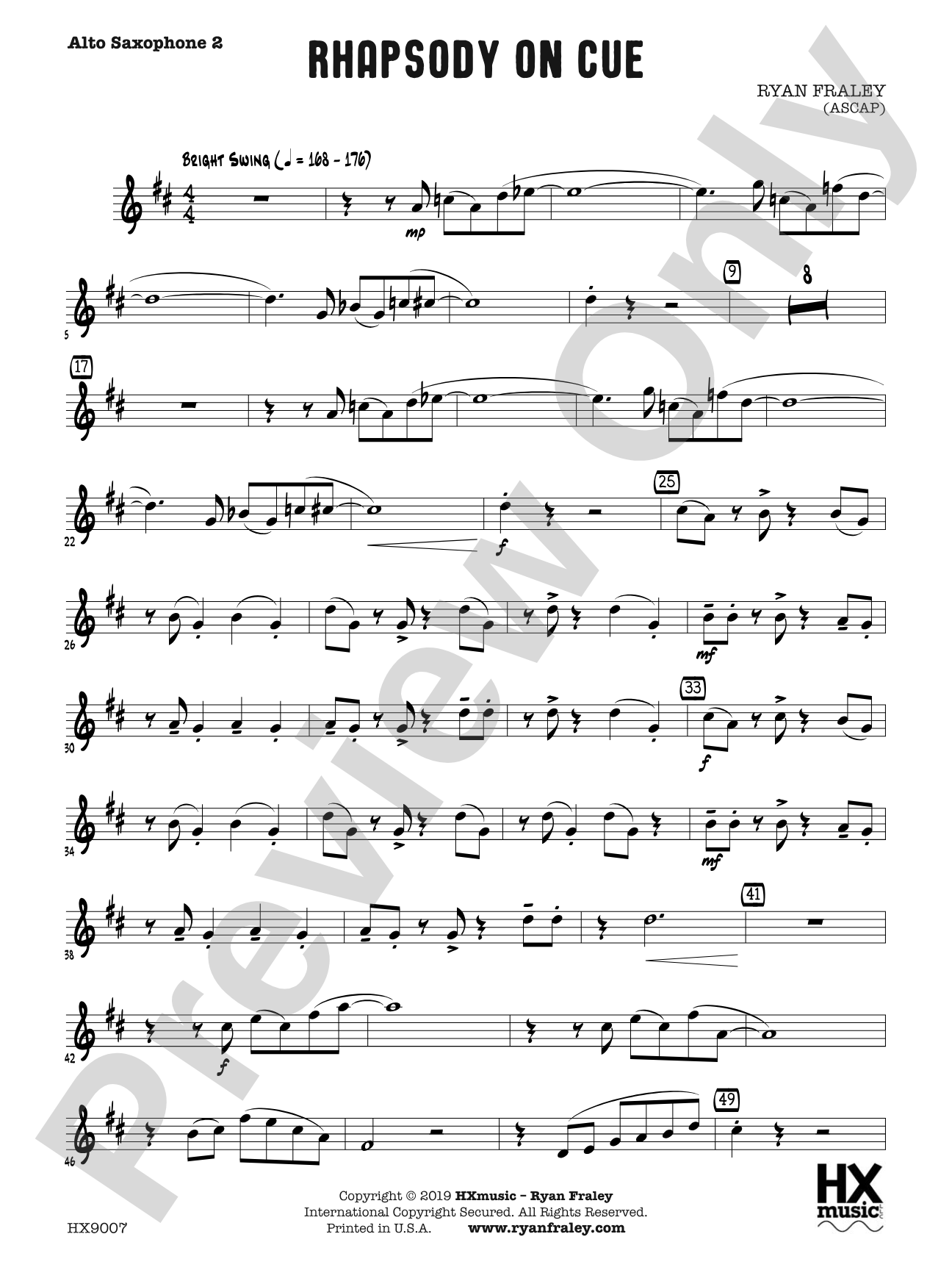 Rhapsody on Cue: E-flat Alto Saxophone 2