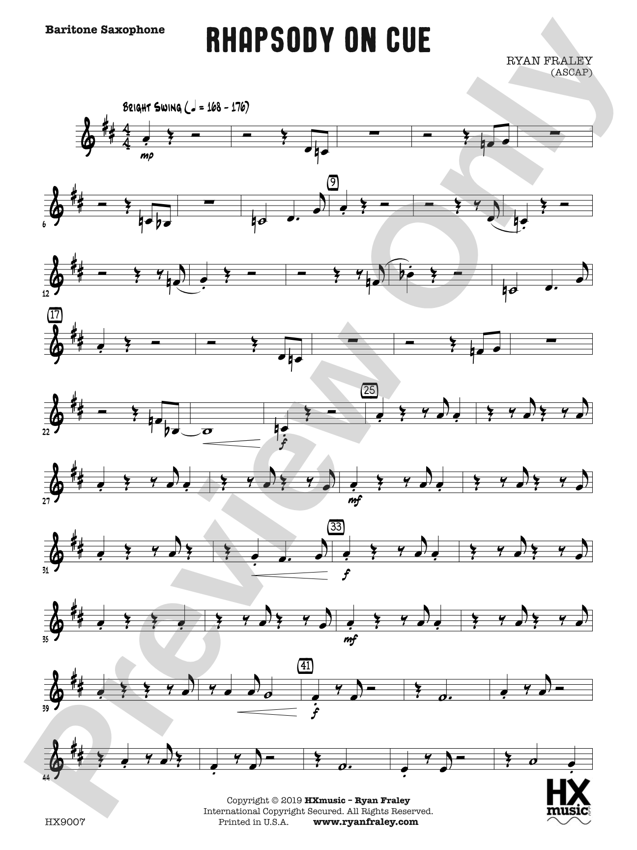Rhapsody on Cue: E-flat Baritone Saxophone