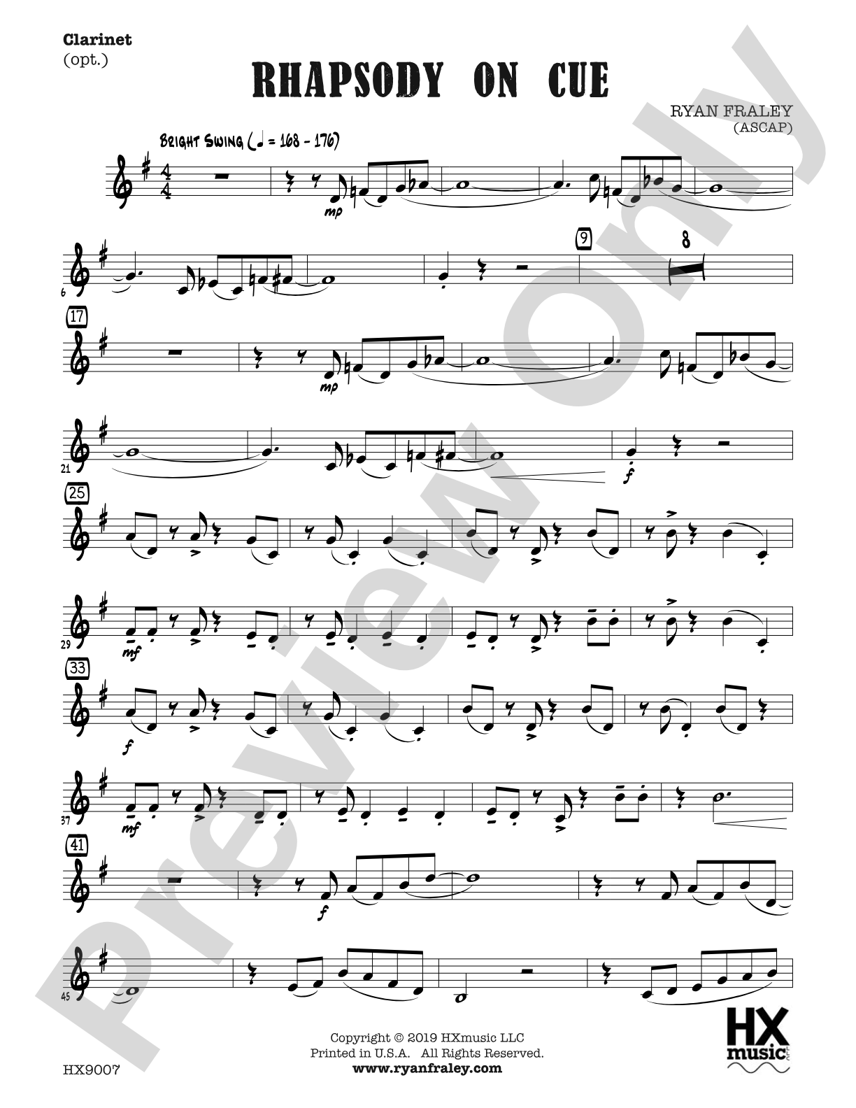 Rhapsody on Cue: Optional B-flat Clarinet
