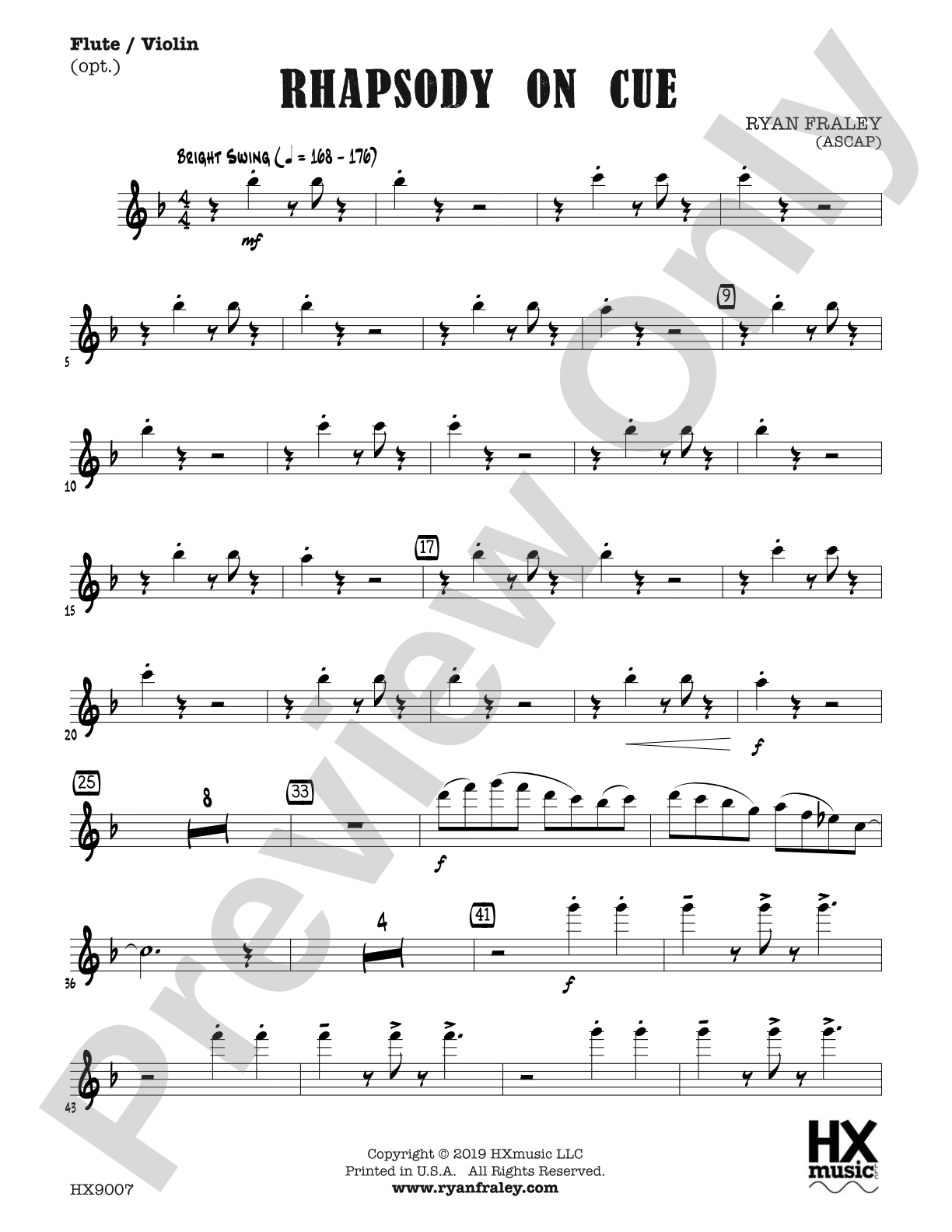 Rhapsody on Cue: Optional Flute / Violin