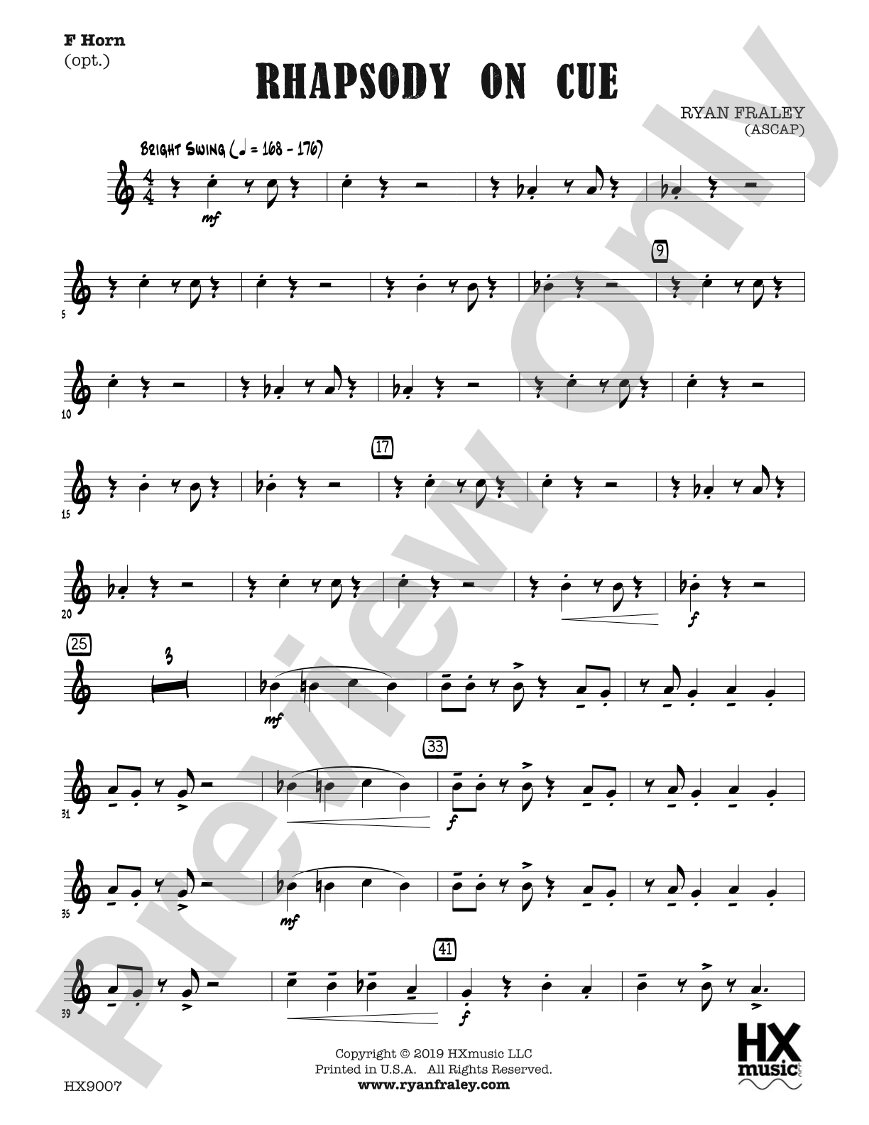 Rhapsody on Cue: Optional F Horn
