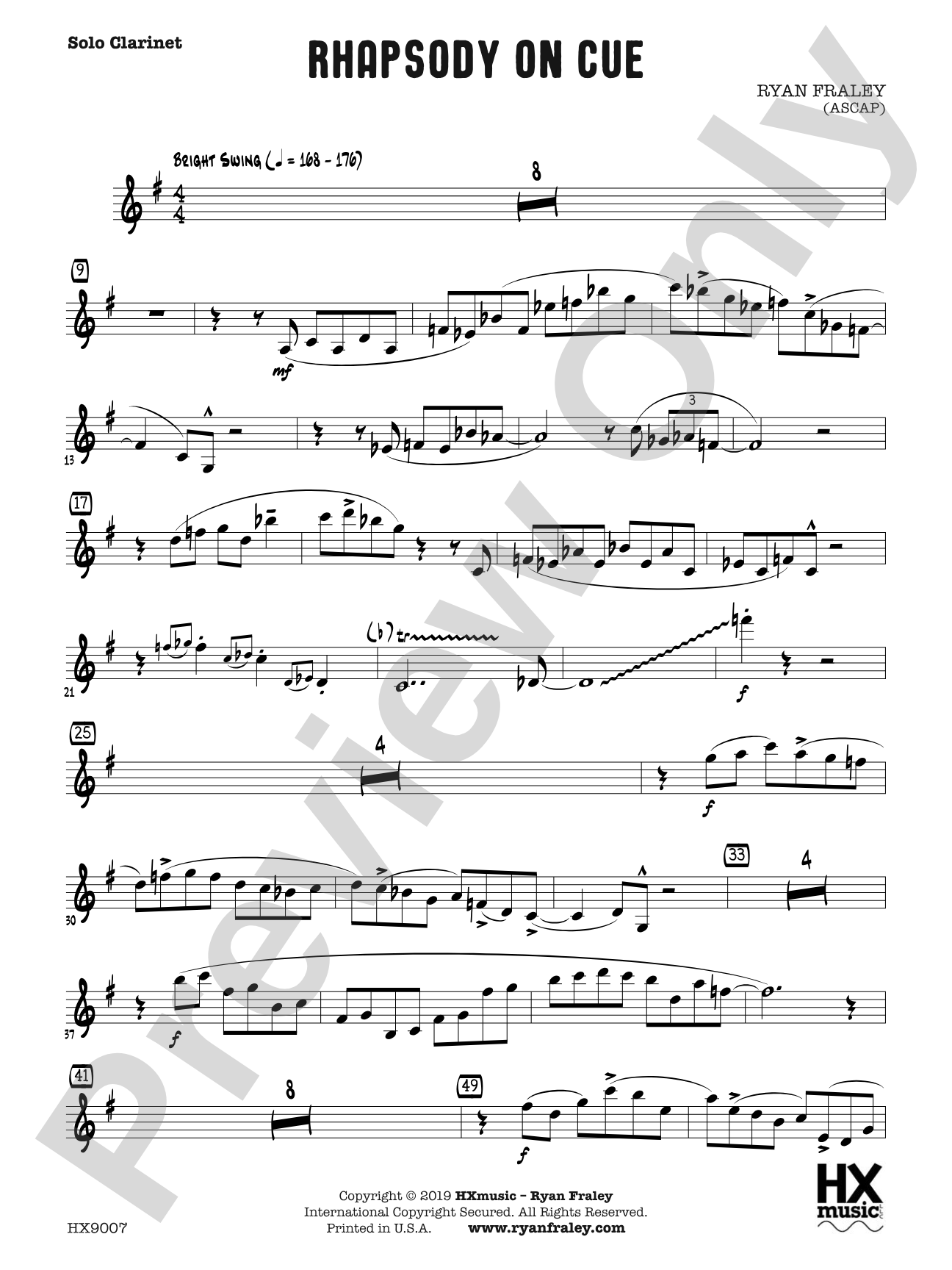 Rhapsody on Cue: Solo B-flat Clarinet
