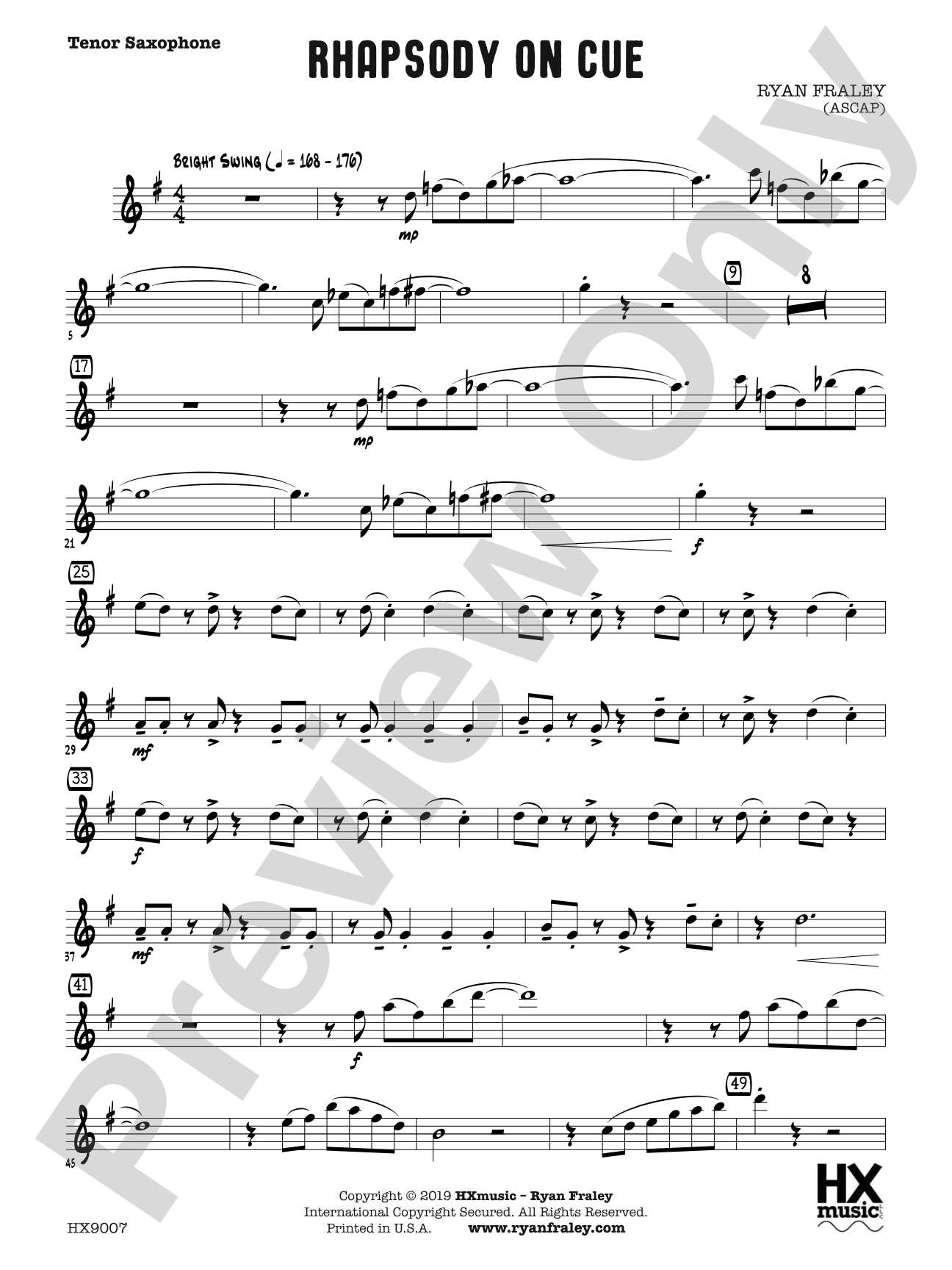 Rhapsody on Cue: B-flat Tenor Saxophone