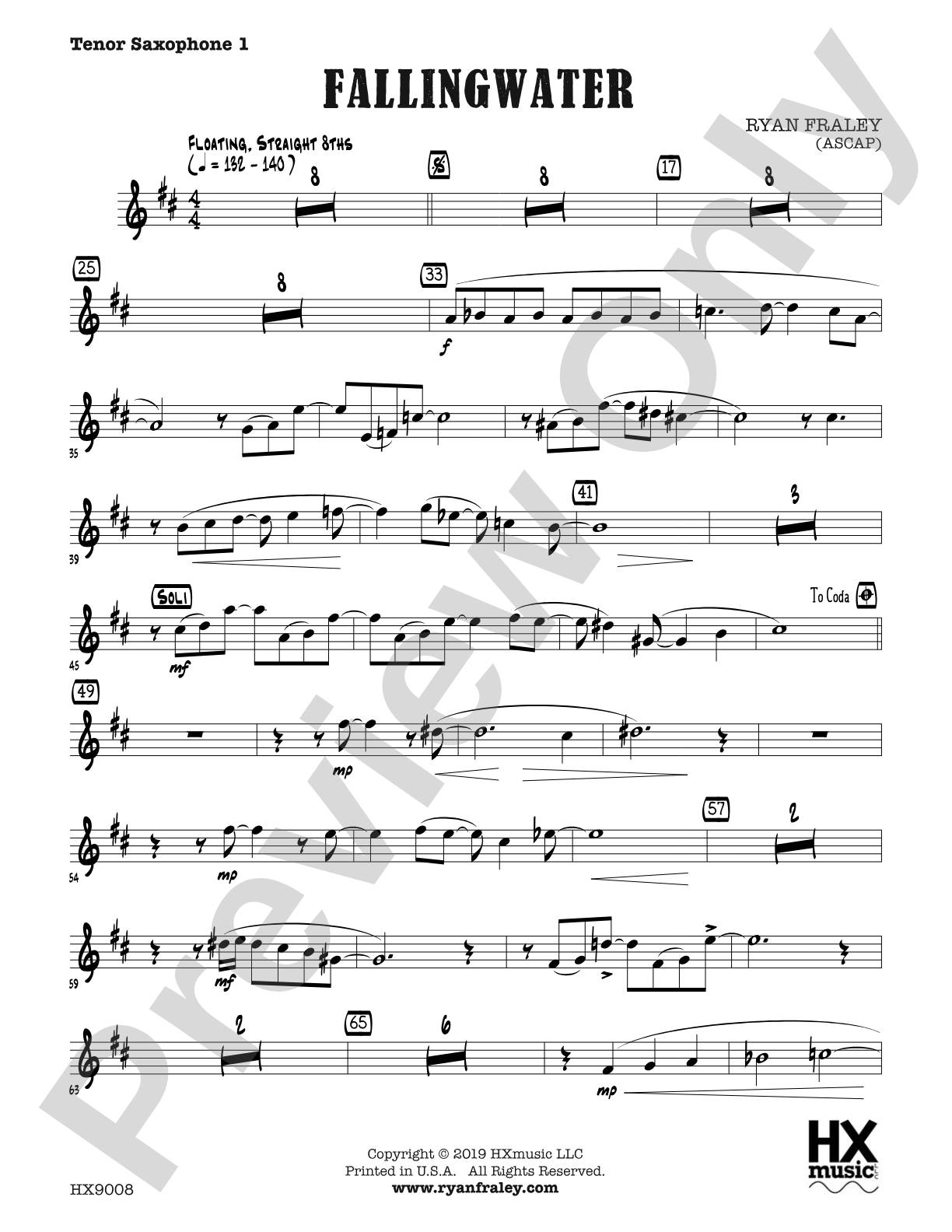 Fallingwater: B-flat Tenor Saxophone 1