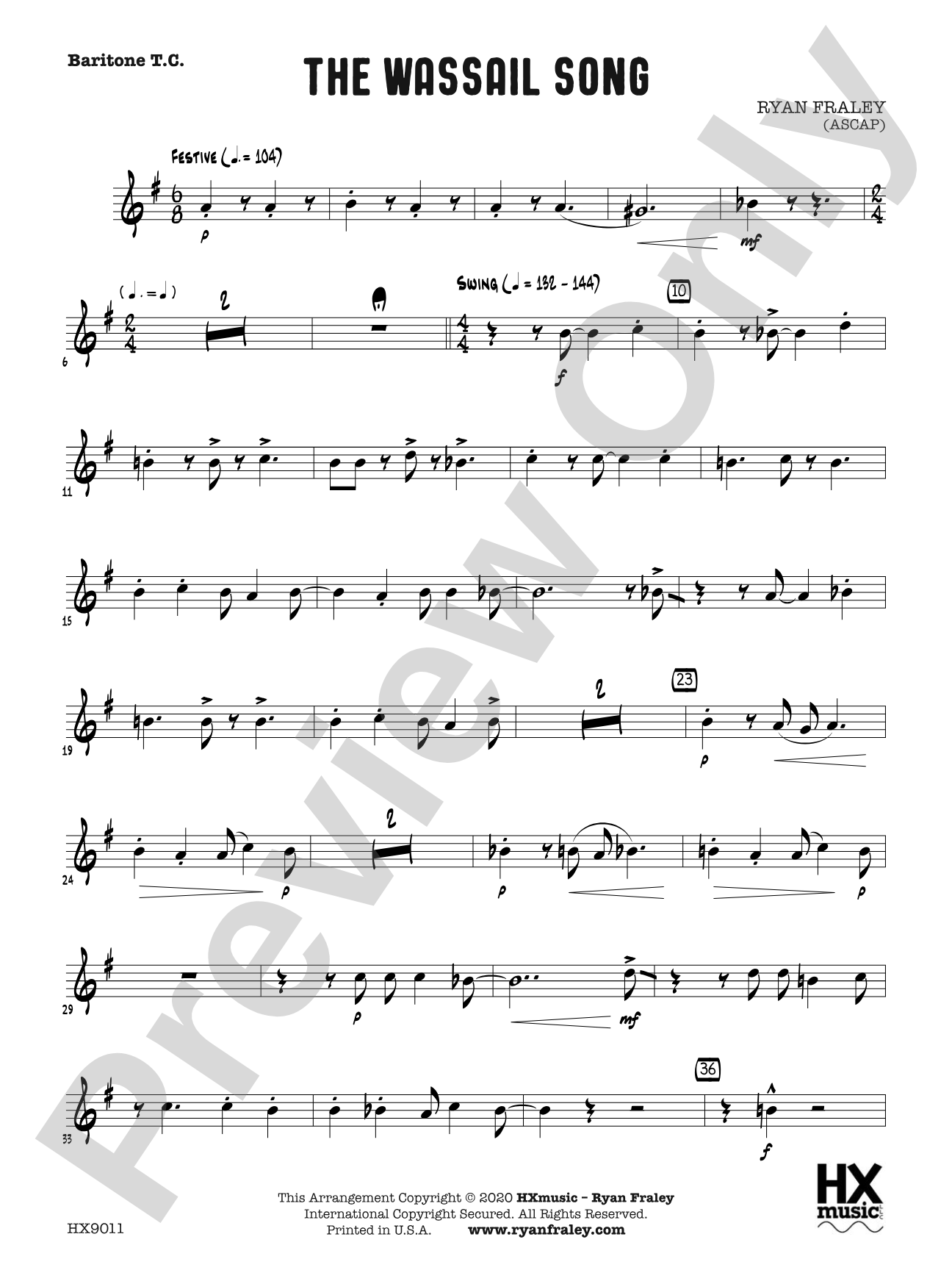 The Wassail Song: B-flat Baritone T.C.