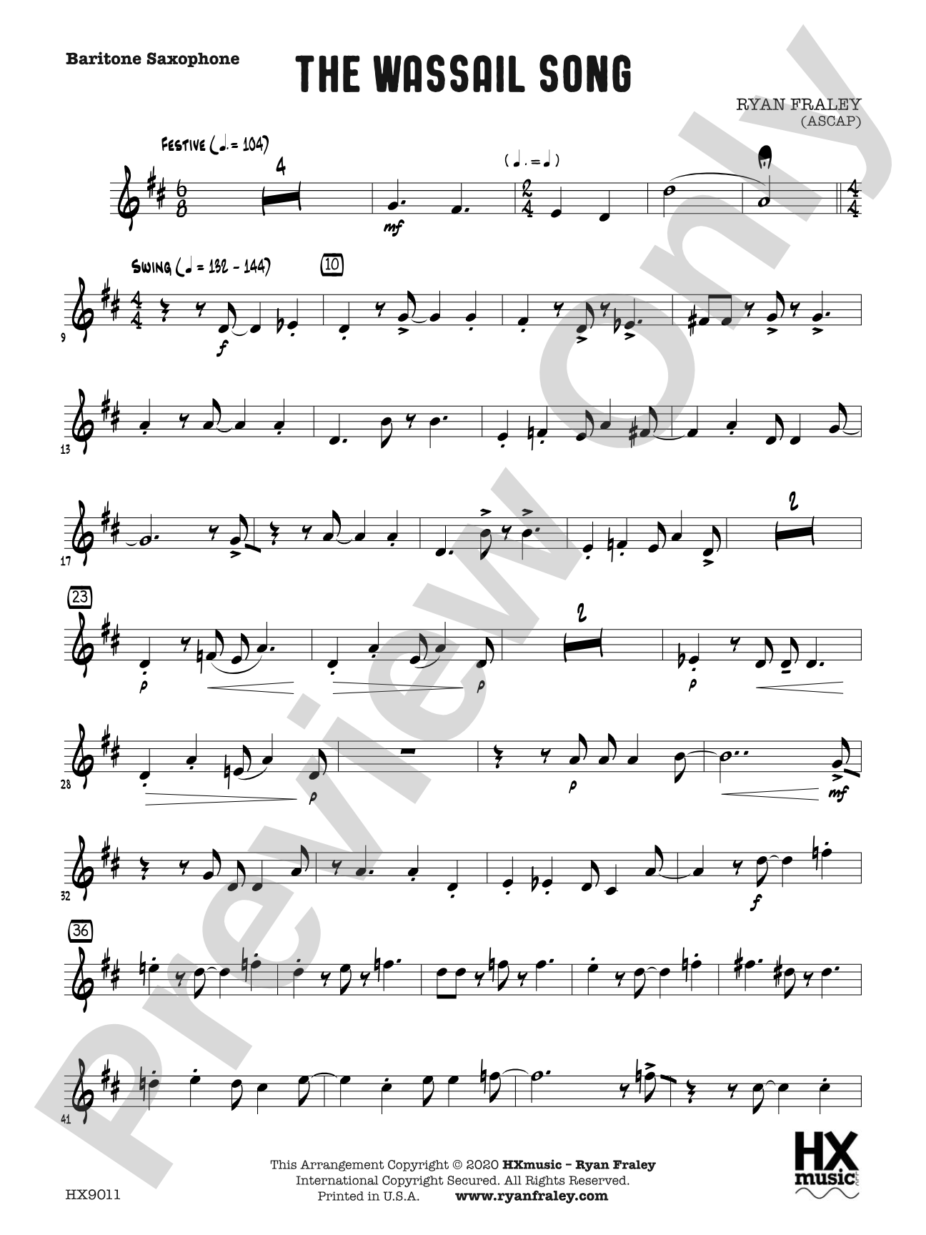 The Wassail Song: E-flat Baritone Saxophone