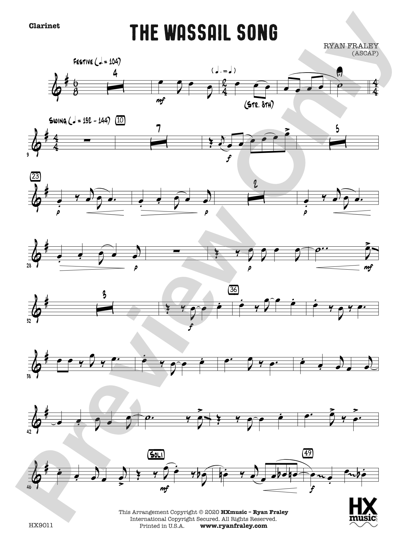 The Wassail Song: B-flat Clarinet