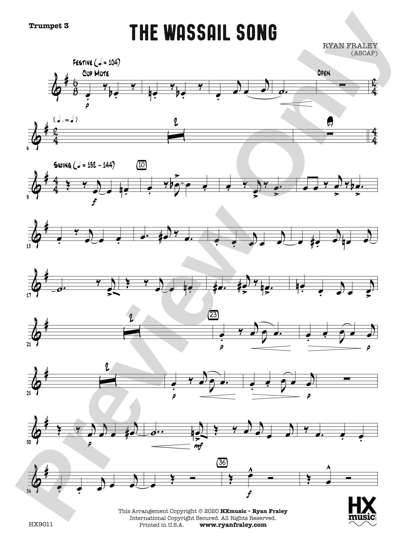 The Wassail Song: B-flat Trumpet 3