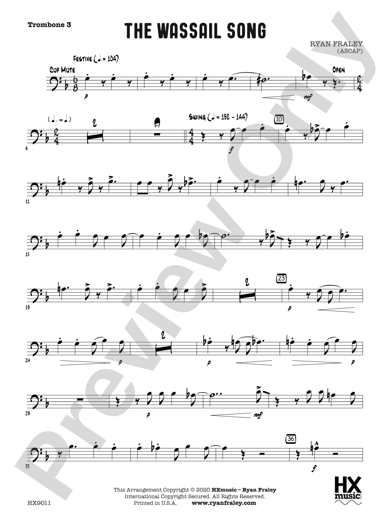 The Wassail Song: Trombone 3