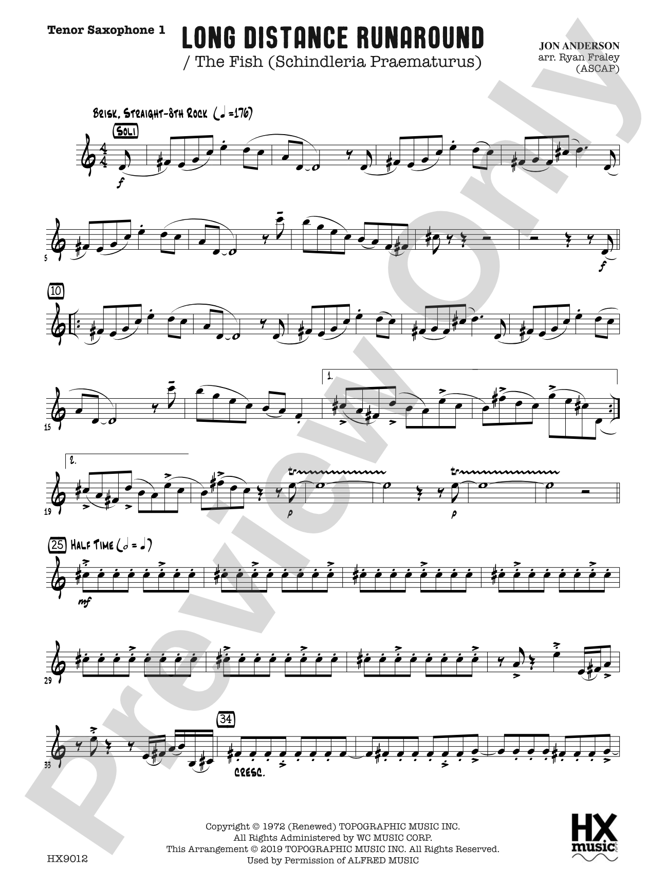 Long Distance Runaround: B-flat Tenor Saxophone 1