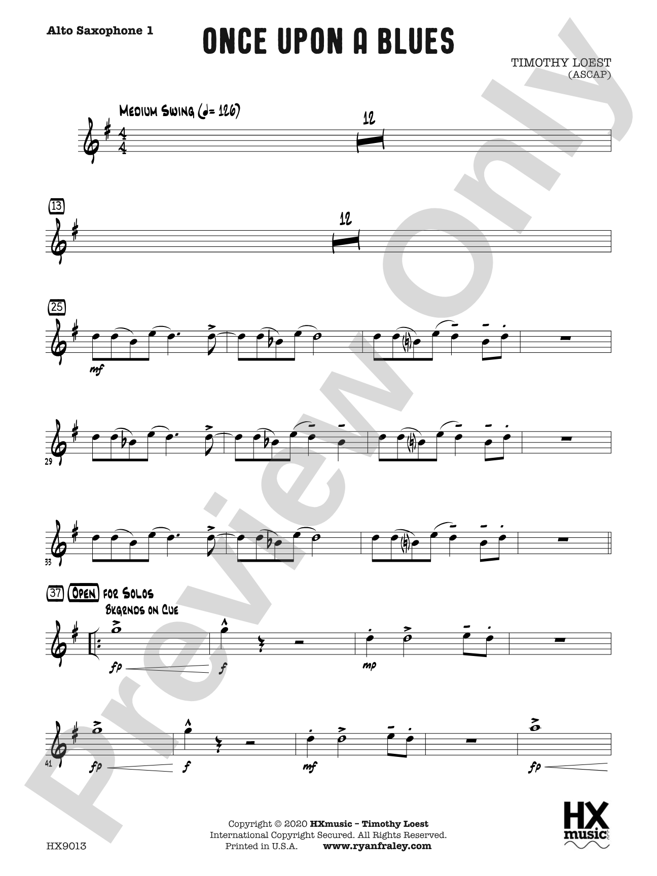 Once Upon a Blues: E-flat Alto Saxophone 1