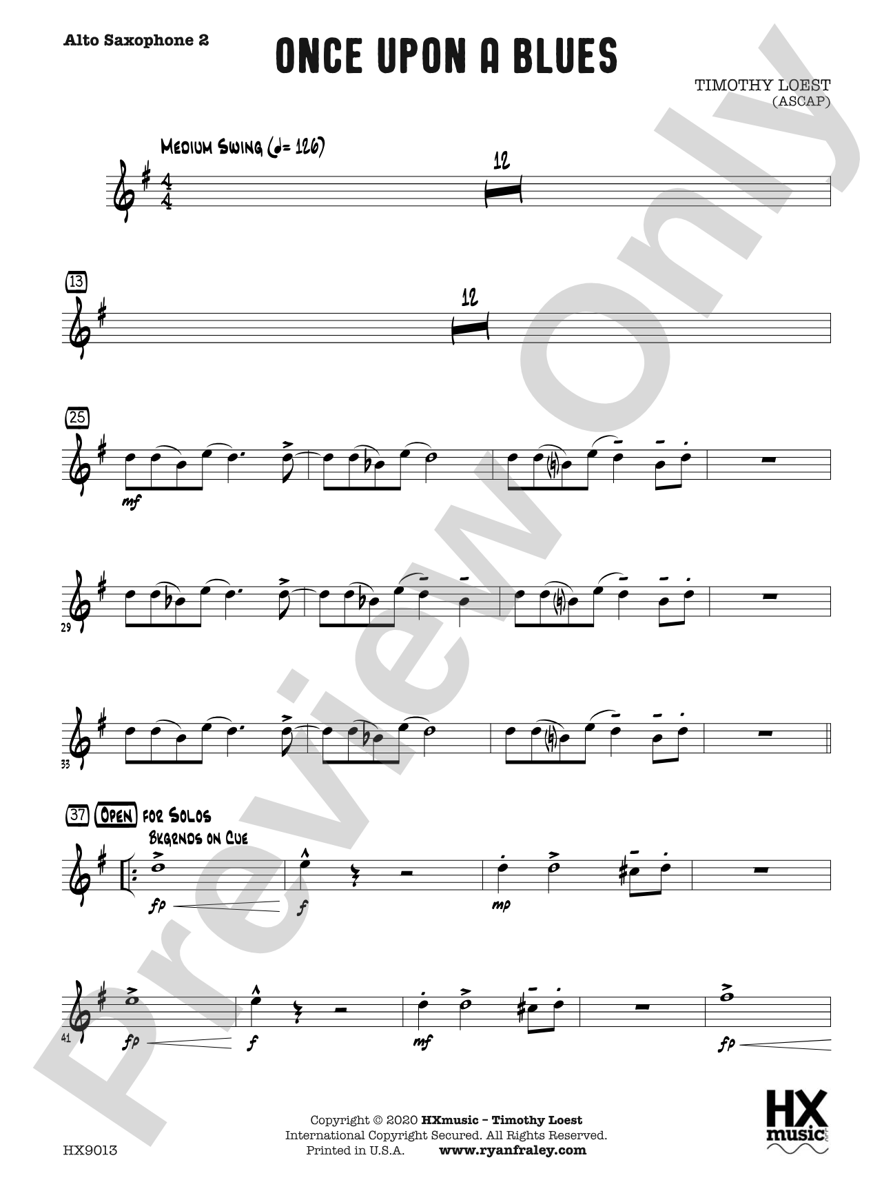Once Upon a Blues: E-flat Alto Saxophone 2