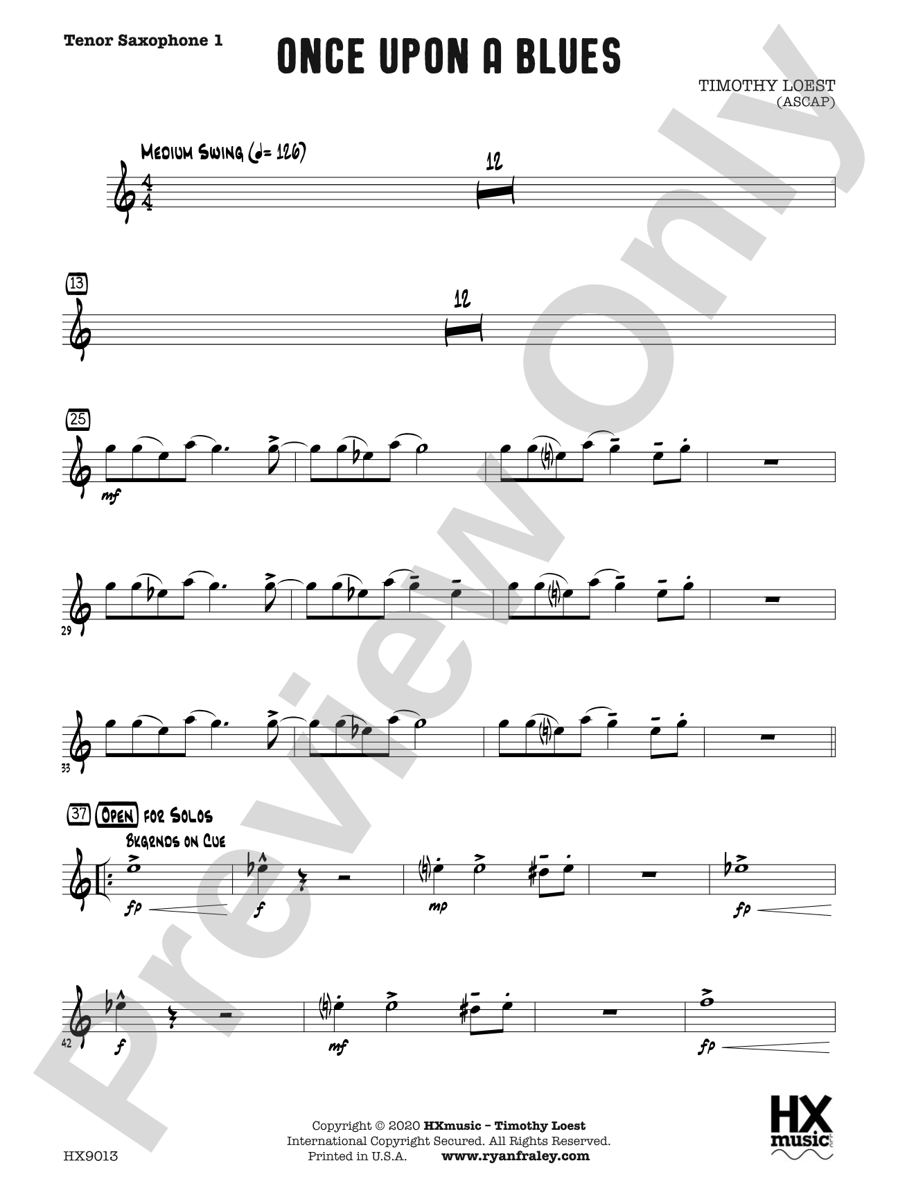 Once Upon a Blues: B-flat Tenor Saxophone 1