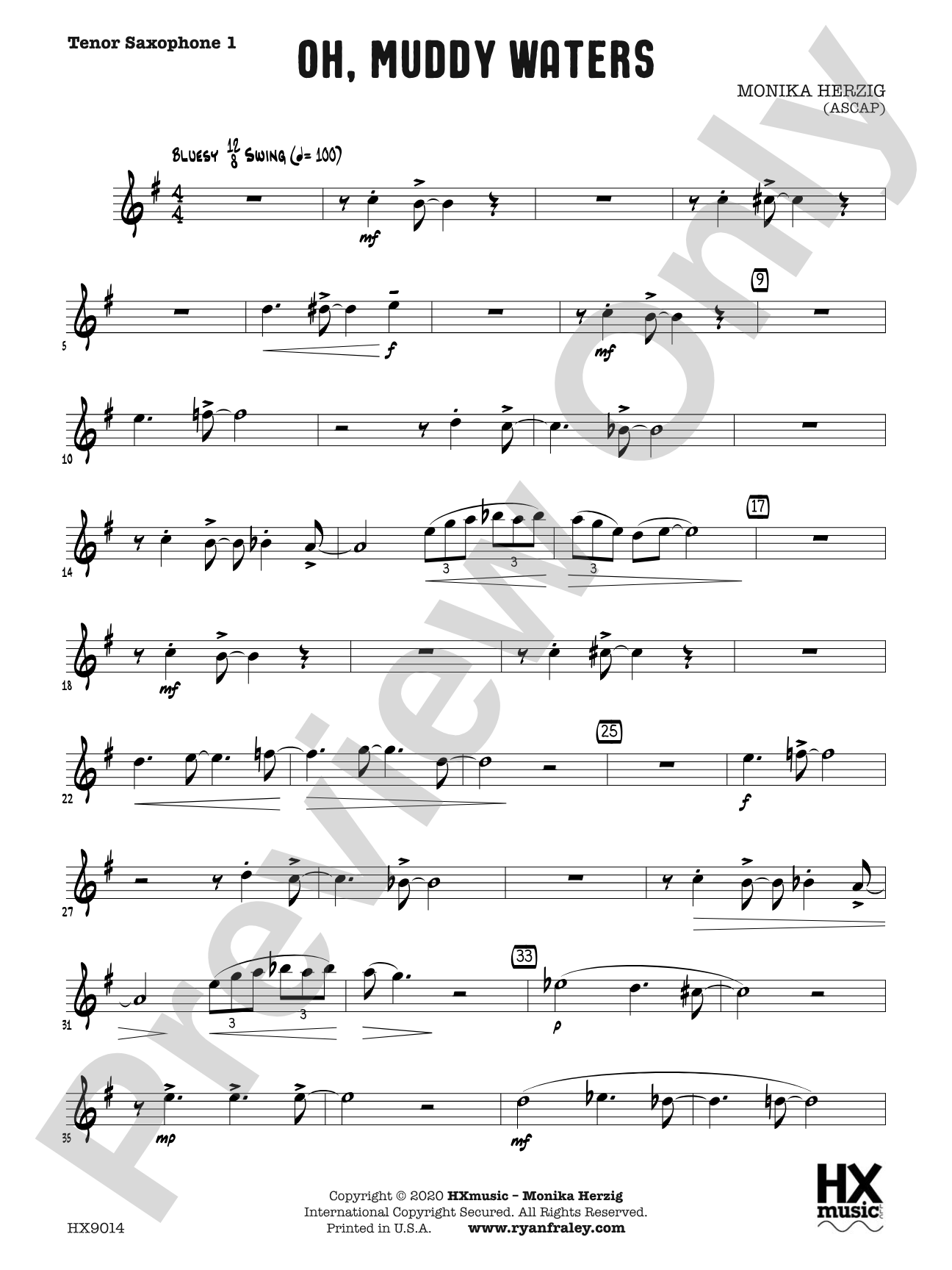 Oh, Muddy Waters: B-flat Tenor Saxophone 1
