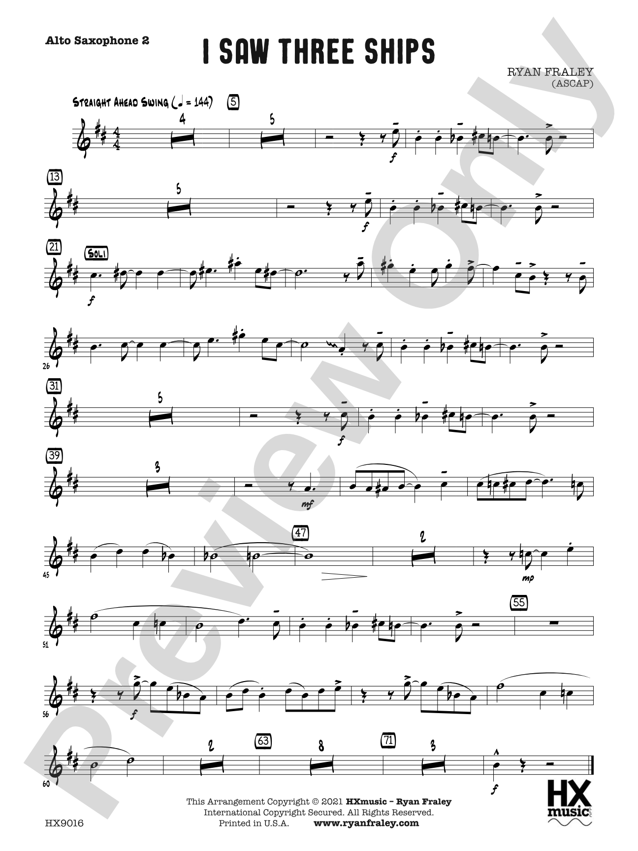 I Saw Three Ships: E-flat Alto Saxophone 2
