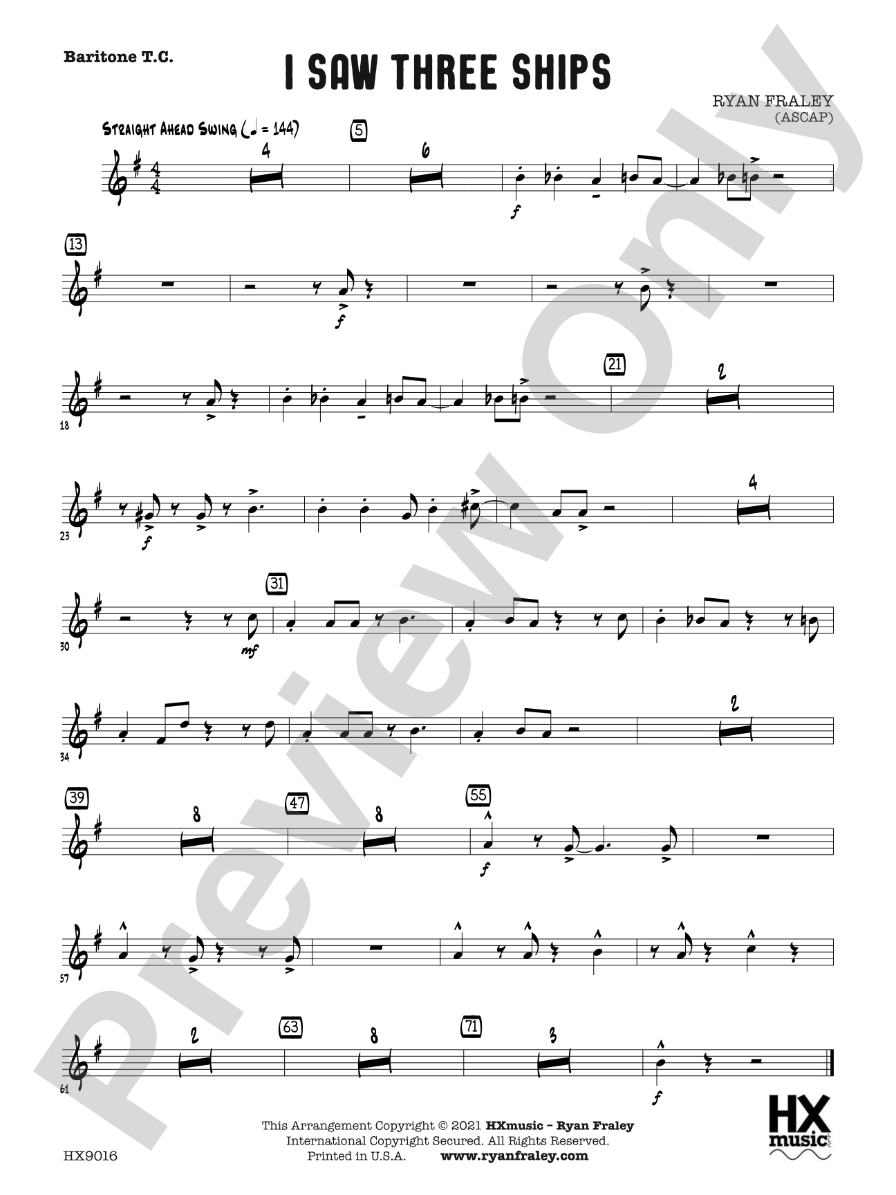 I Saw Three Ships: B-flat Baritone T.C.