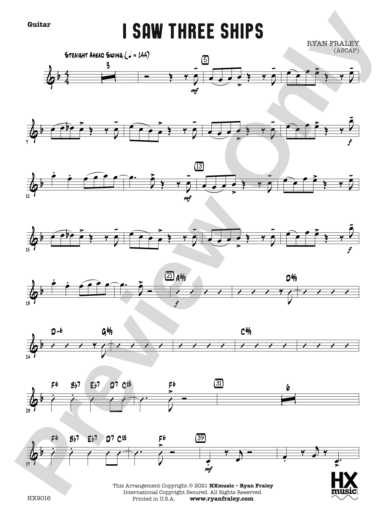 I Saw Three Ships: Guitar