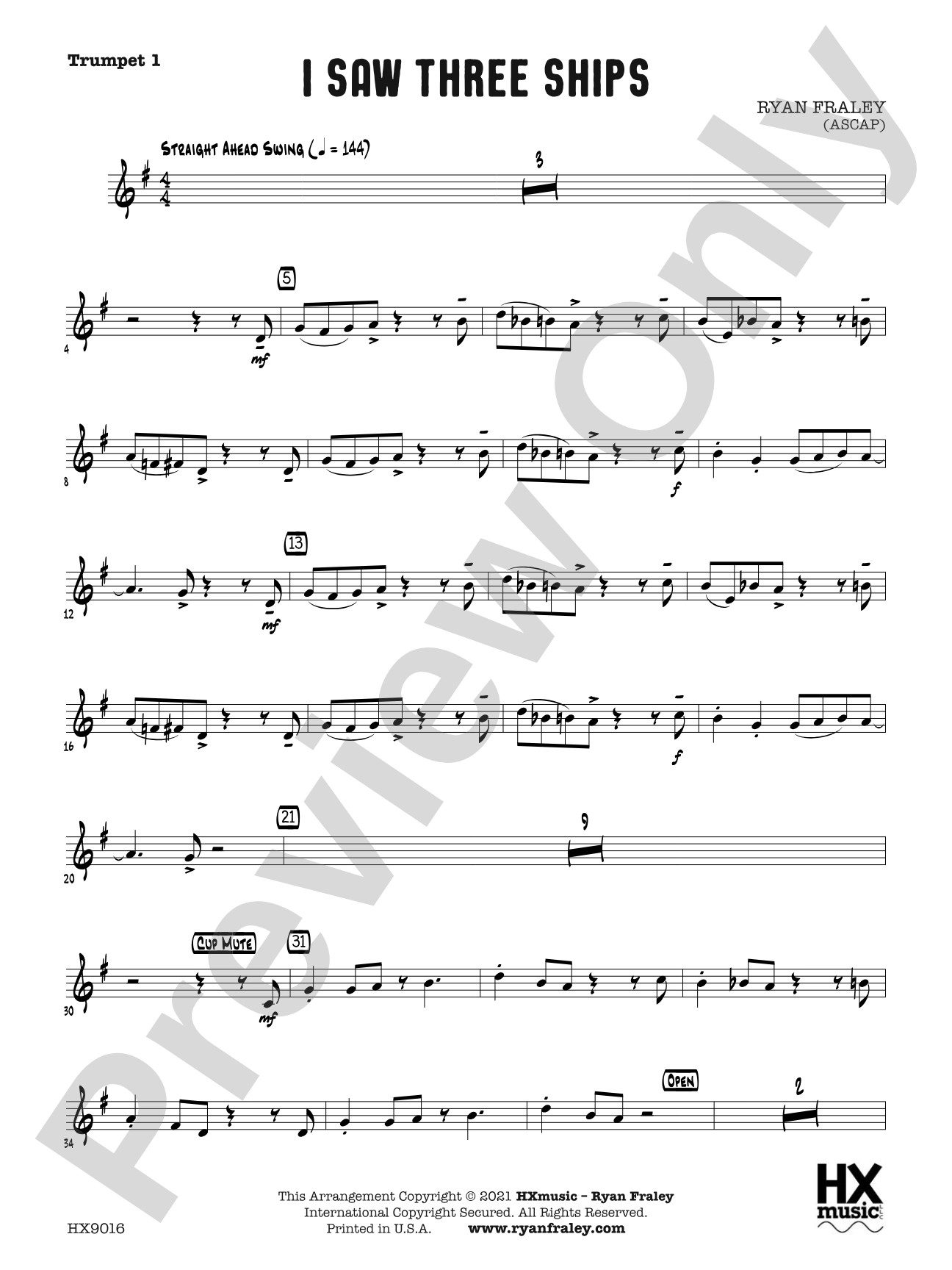 I Saw Three Ships: B-flat Trumpet 1