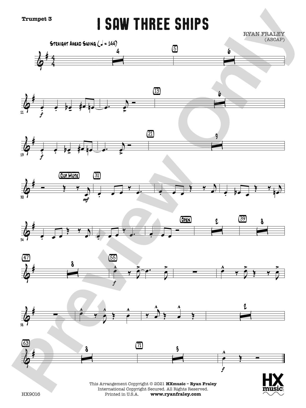 I Saw Three Ships: B-flat Trumpet 3