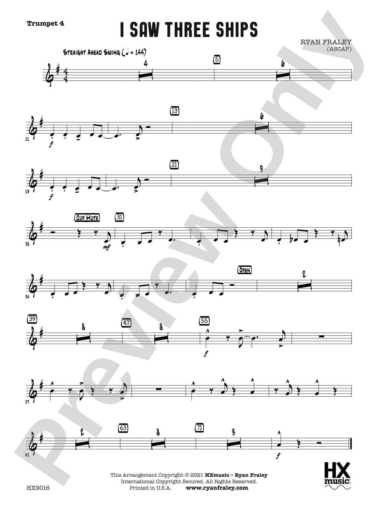 I Saw Three Ships: B-flat Trumpet 4