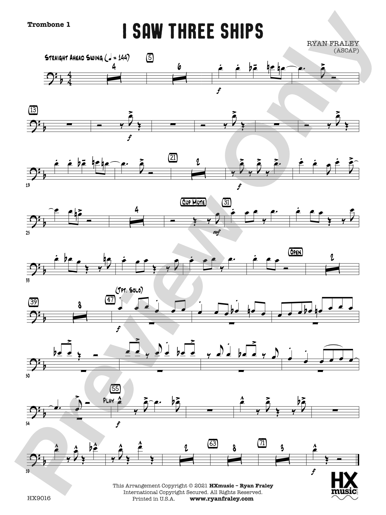 I Saw Three Ships: Trombone 1