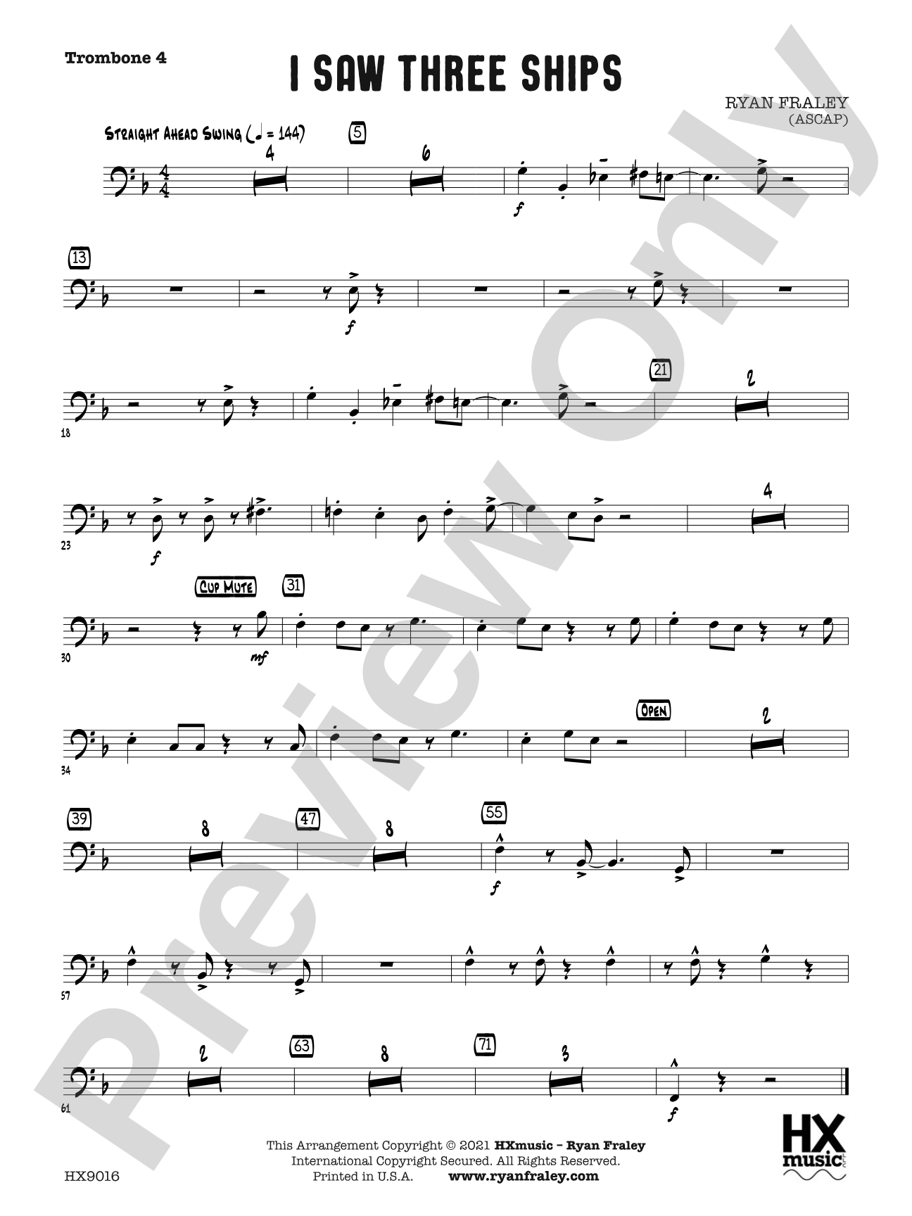 I Saw Three Ships: Trombone 4