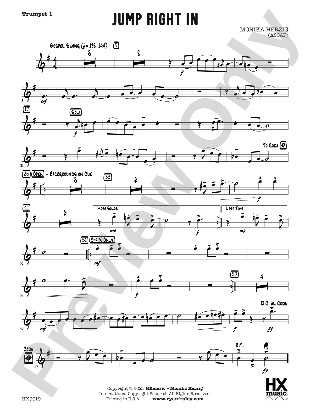 Jump Right In: B-flat Trumpet 1