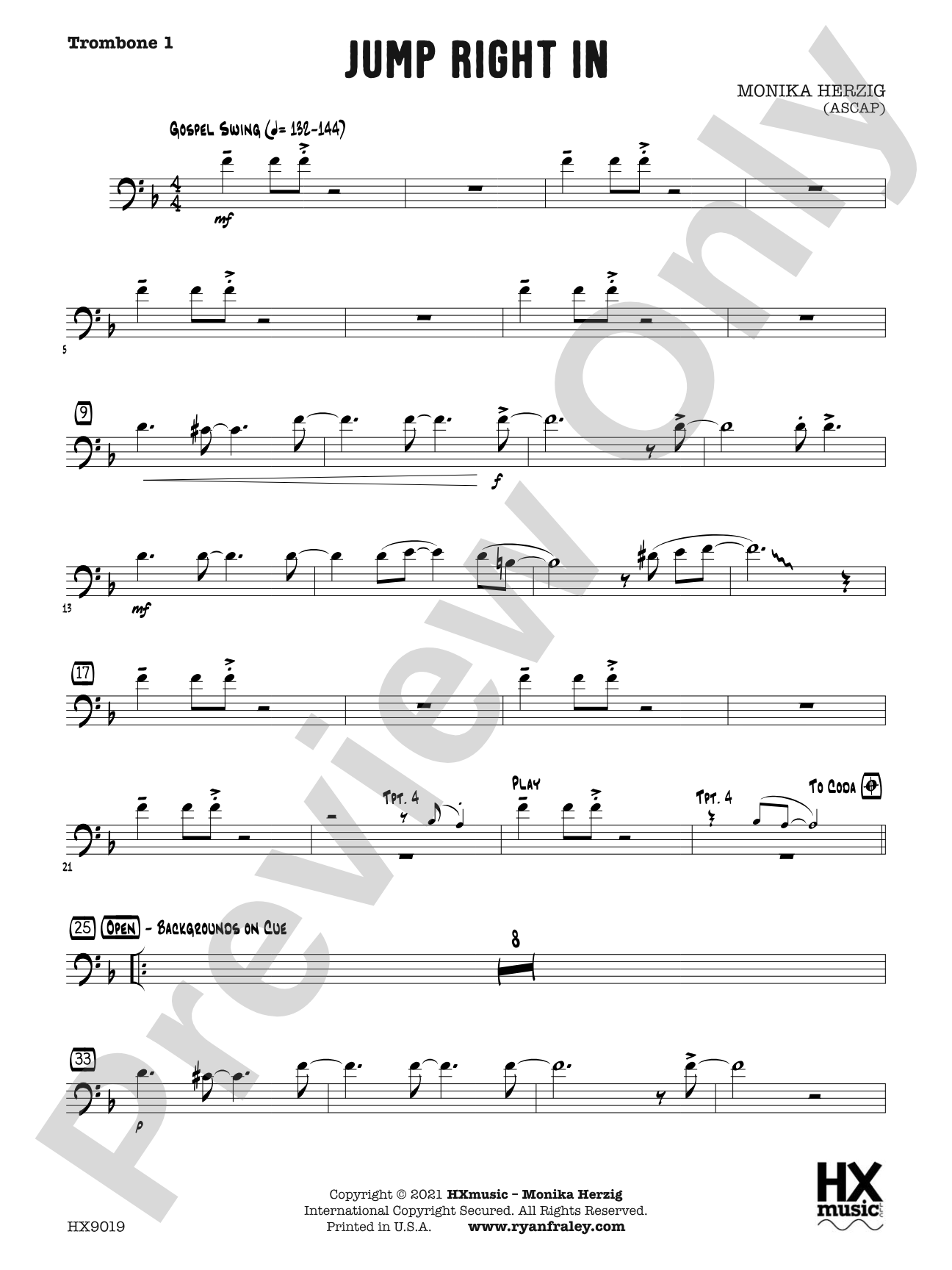 Jump Right In: Trombone 1