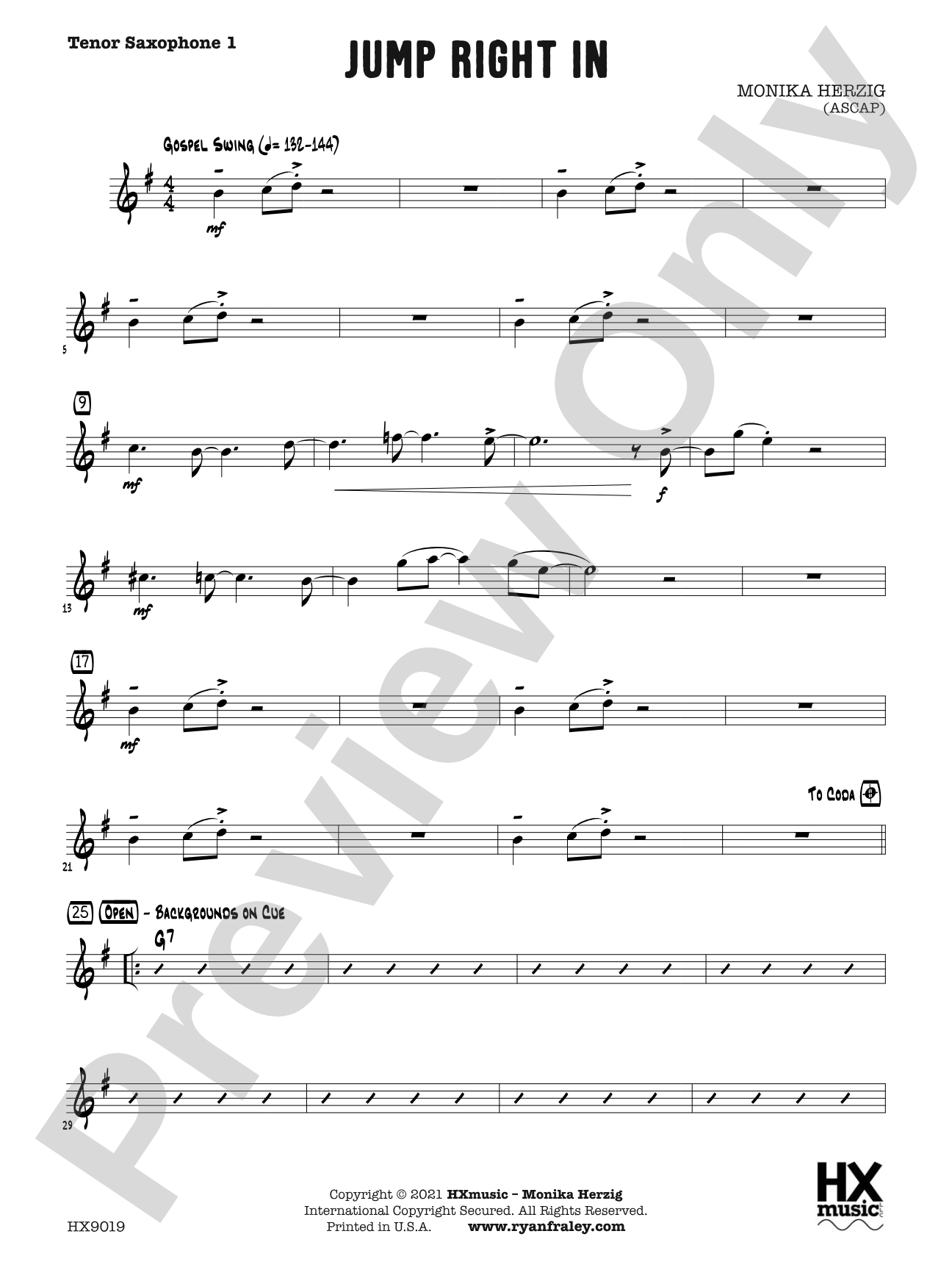 Jump Right In: B-flat Tenor Saxophone 1