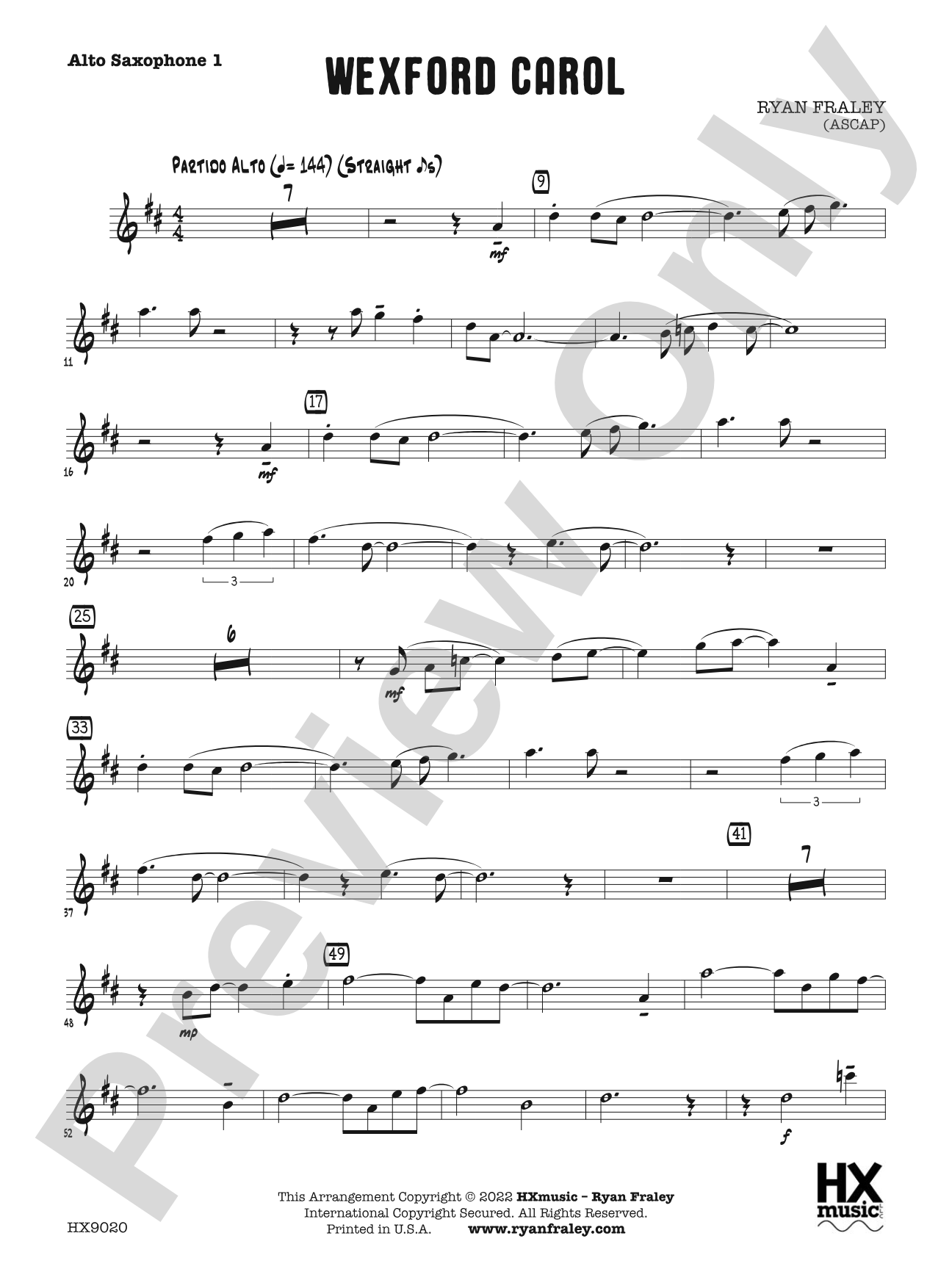 Wexford Carol: E-flat Alto Saxophone 1