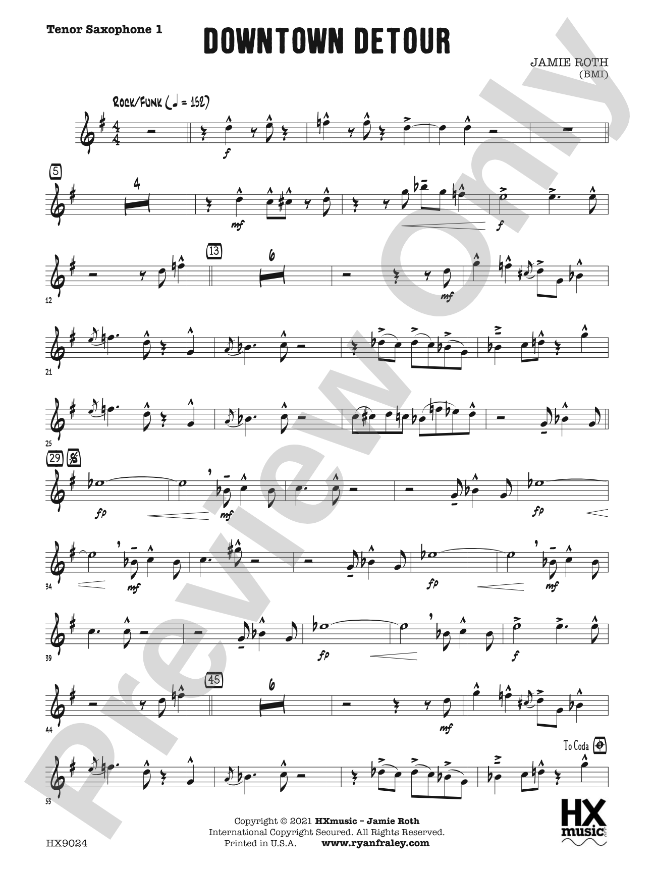 Downtown Detour: B-flat Tenor Saxophone 1