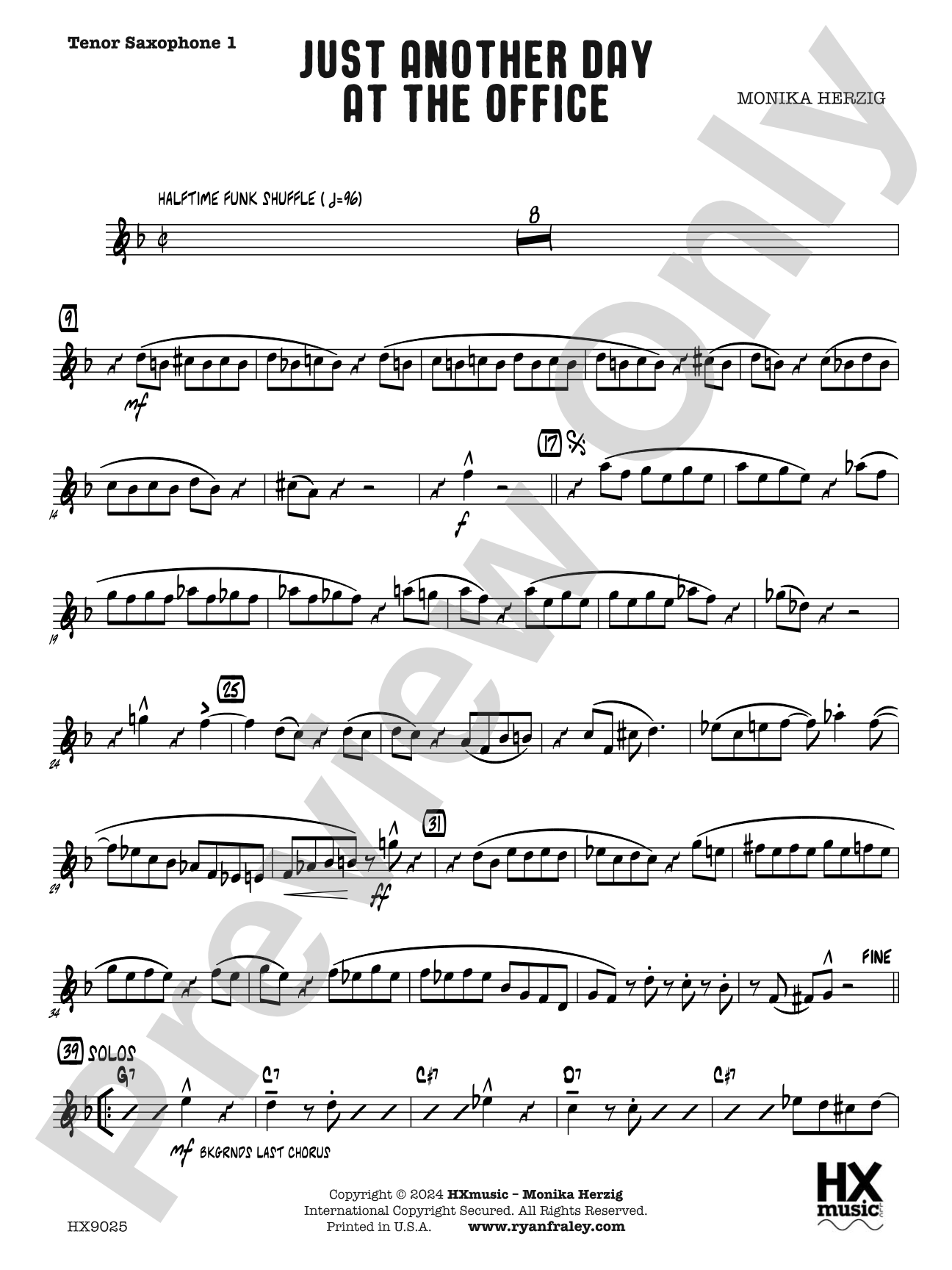 Just Another Day at the Office: B-flat Tenor Saxophone 1