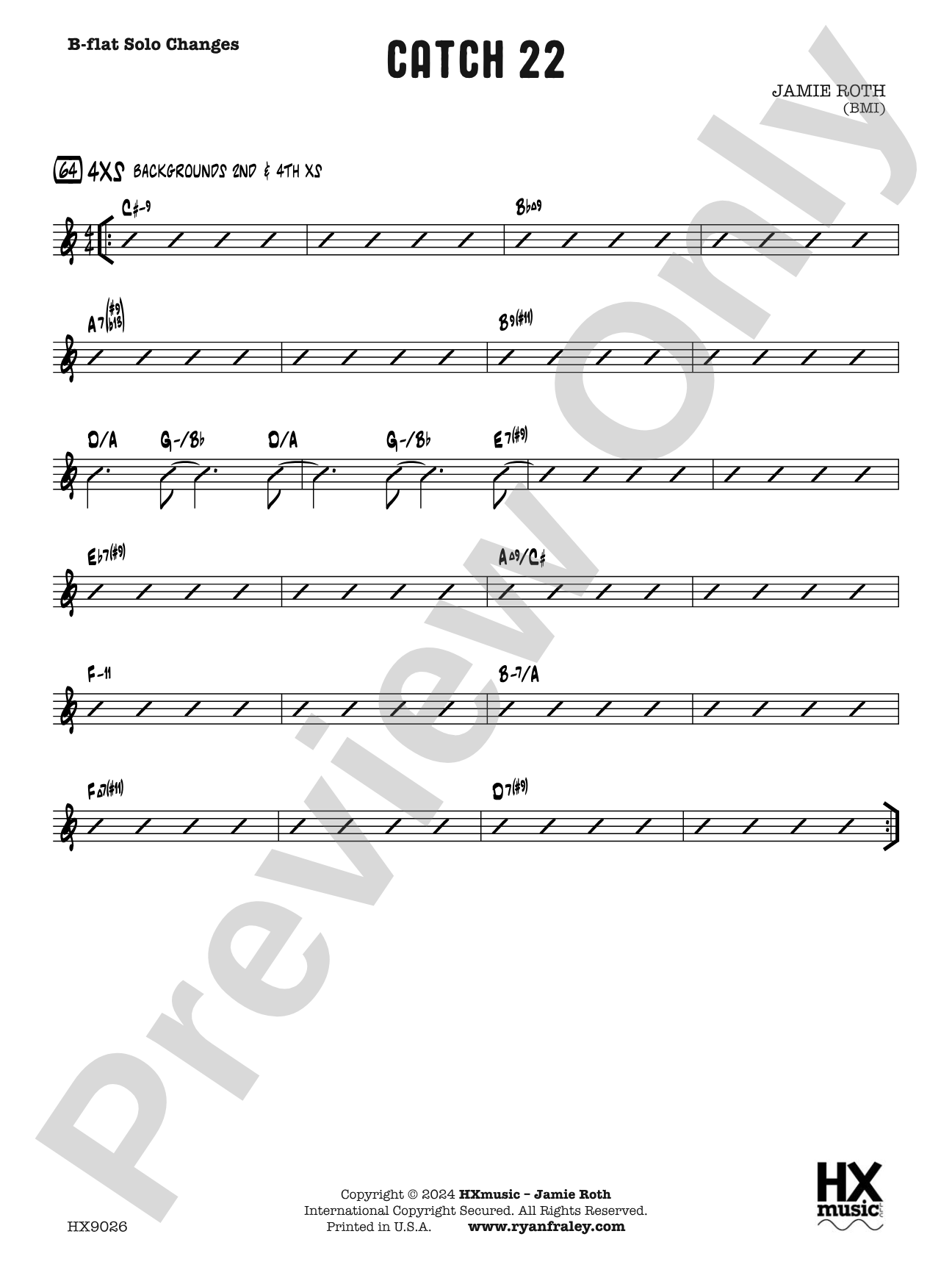 Catch 22: B-flat Solo Changes