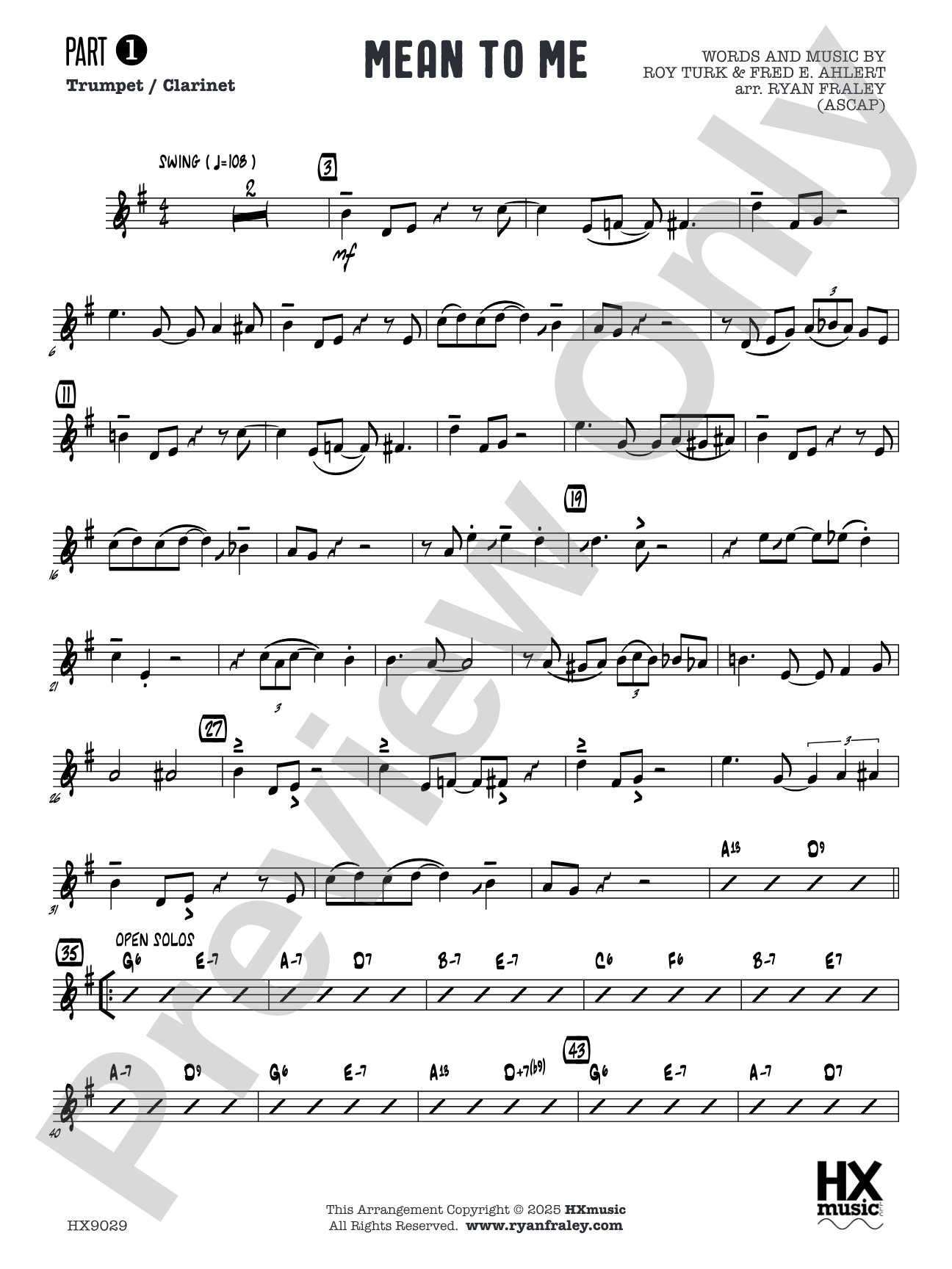 Mean to Me: Part 1 - Trumpet / Clarinet