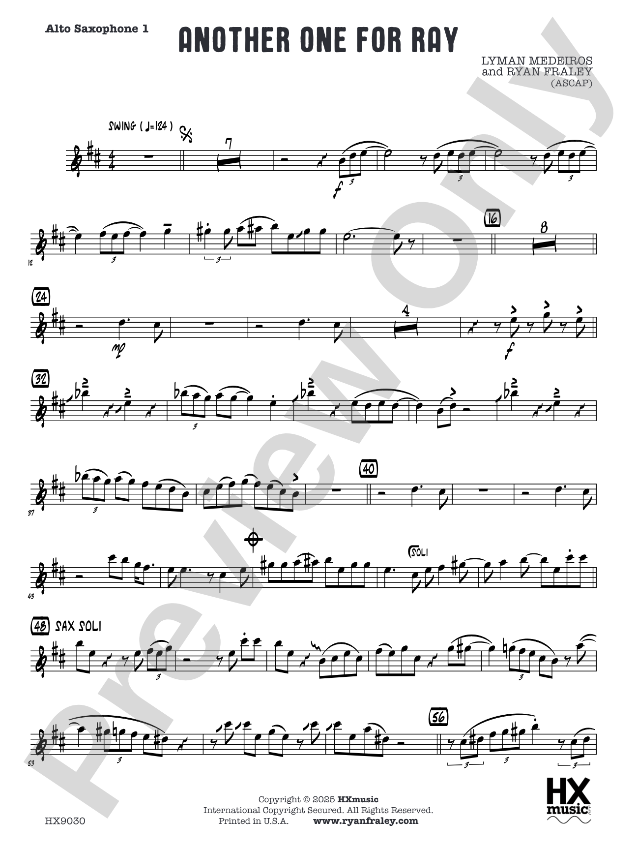 Another One for Ray: Alto Saxophone 1