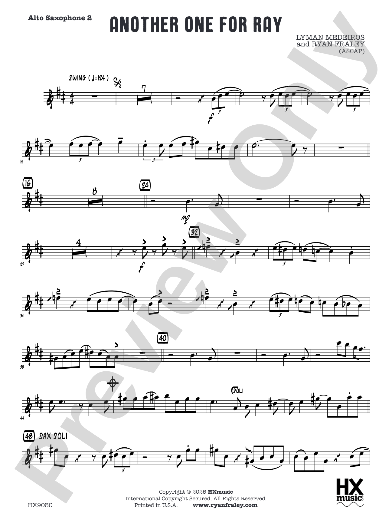 Another One for Ray: Alto Saxophone 2