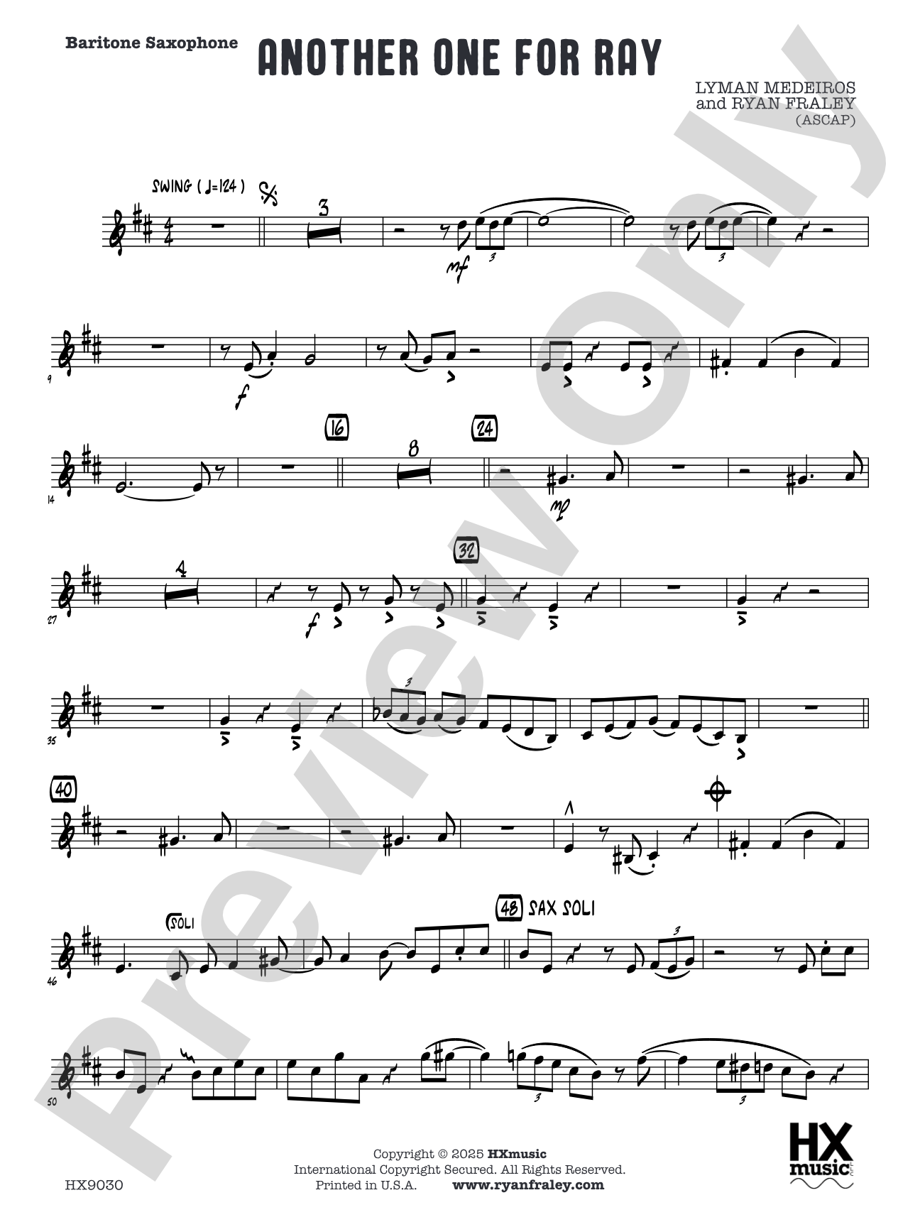 Another One for Ray: Baritone Saxophone