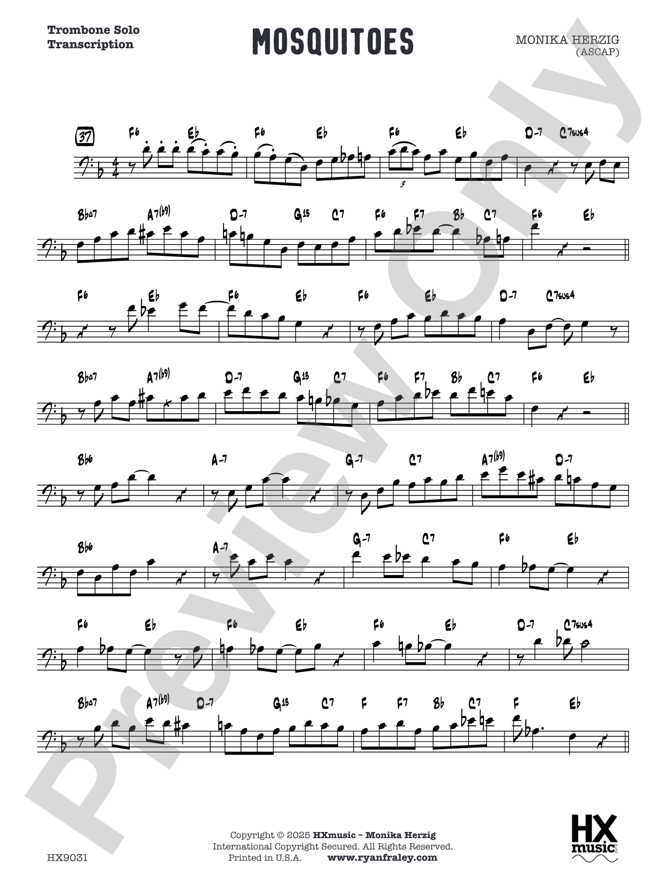 Mosquitoes: Trombone Solo Transcription