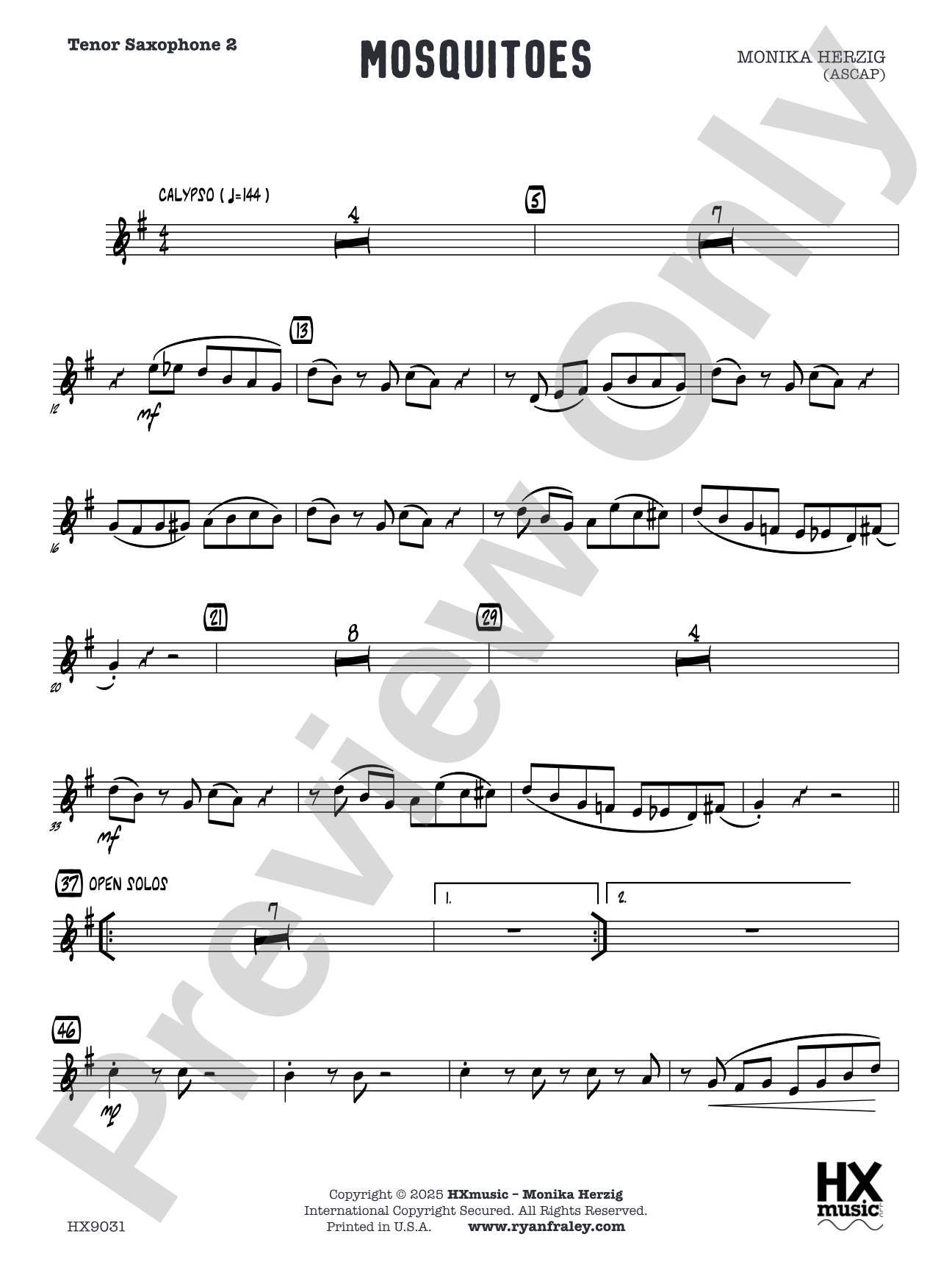 Mosquitoes: Tenor Saxophone 2