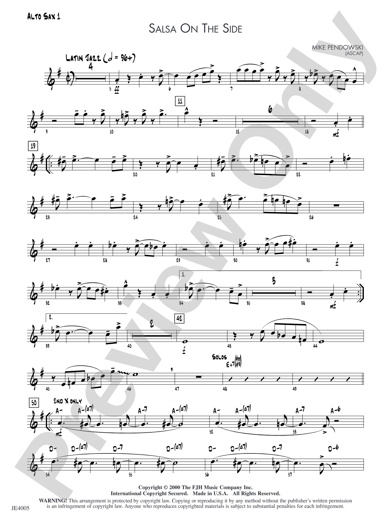 Salsa on the Side: Alto Sax 1