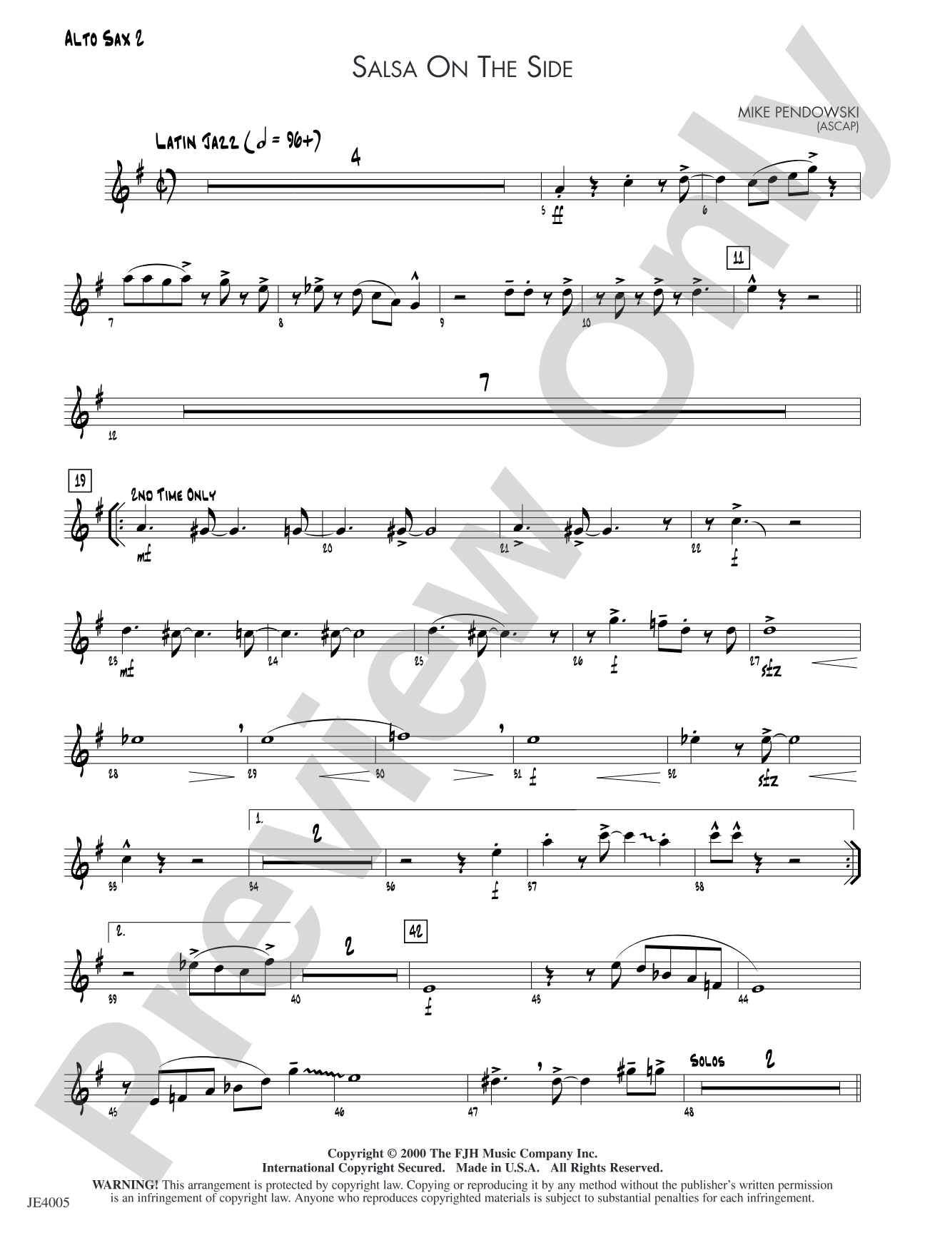 Salsa on the Side: Alto Sax 2