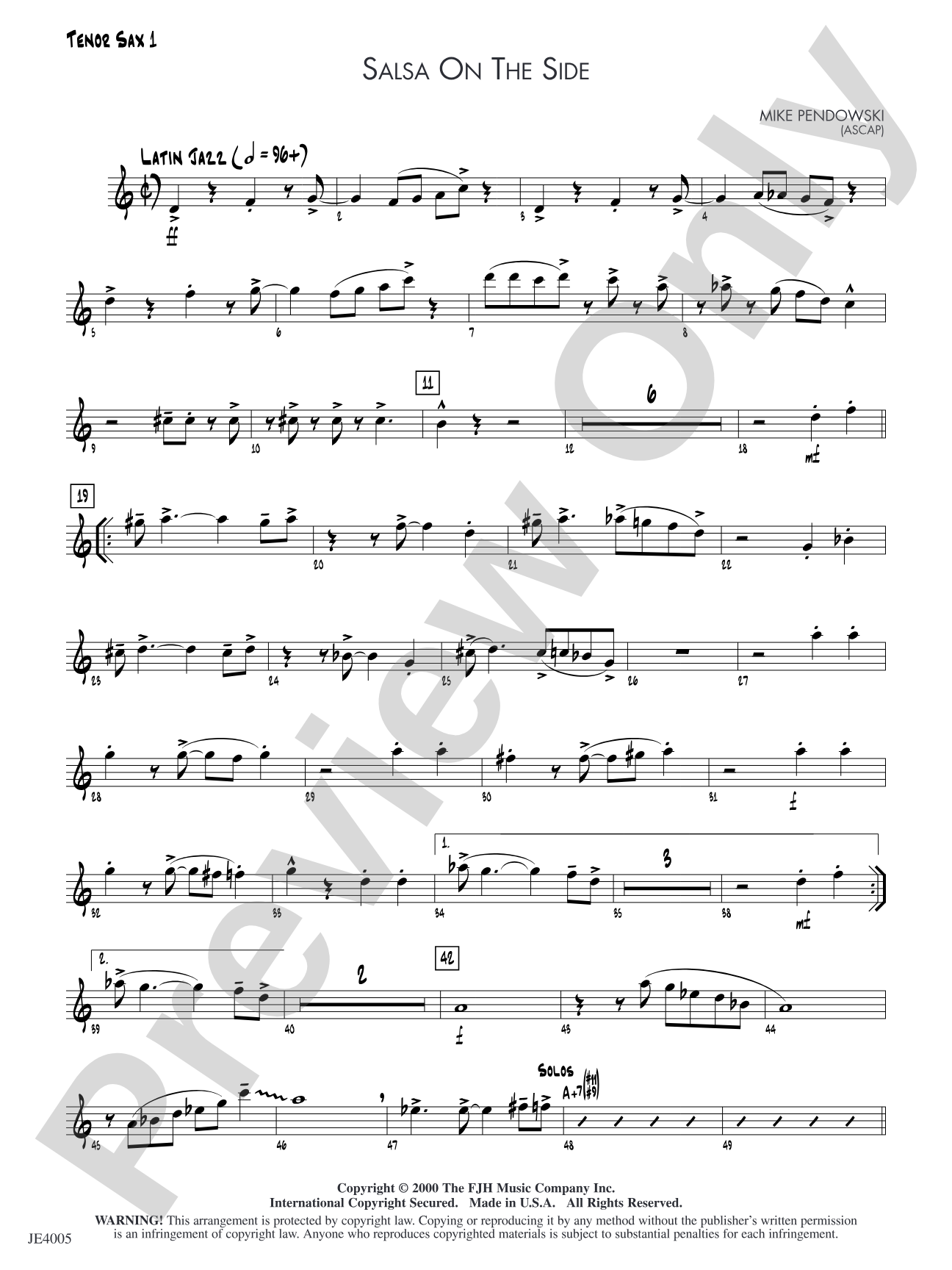 Salsa on the Side: Tenor Sax 1