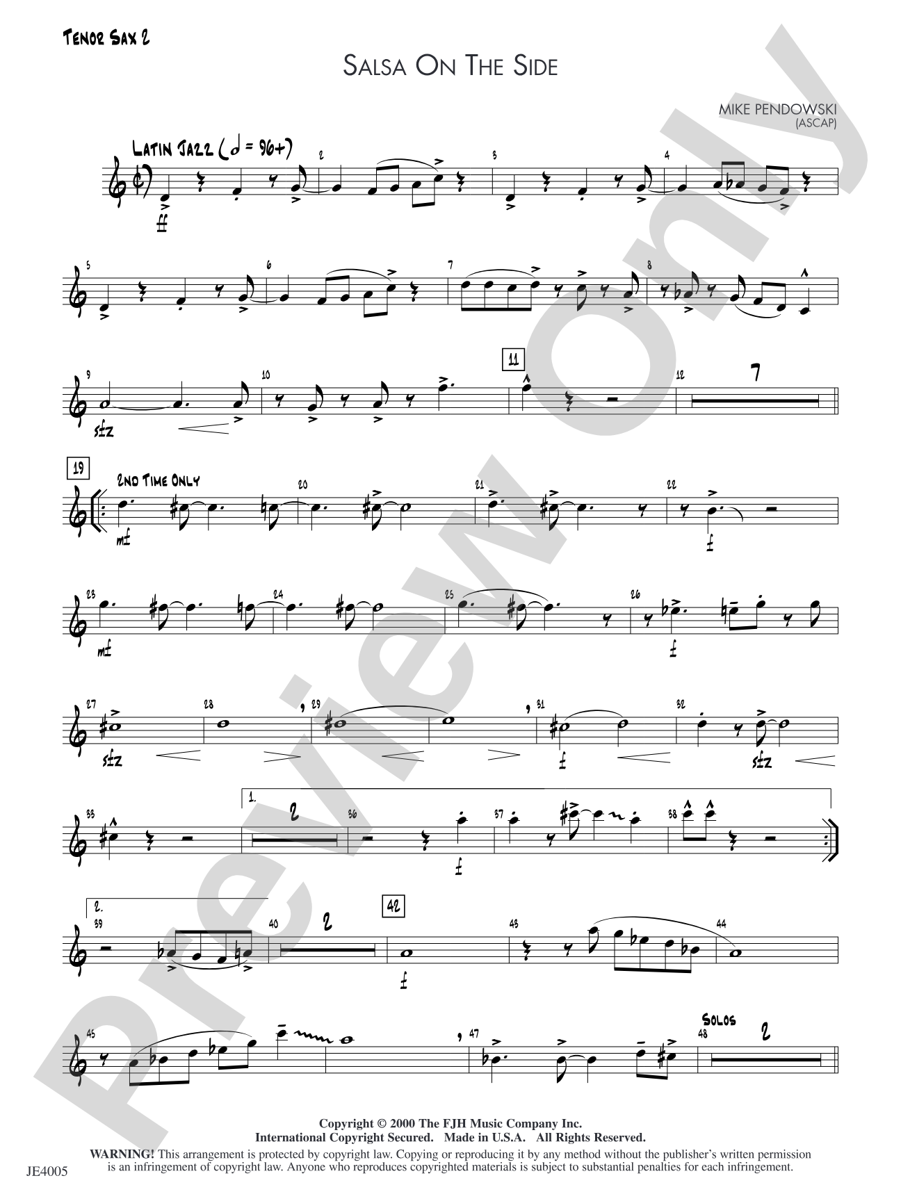 Salsa on the Side: Tenor Sax 2