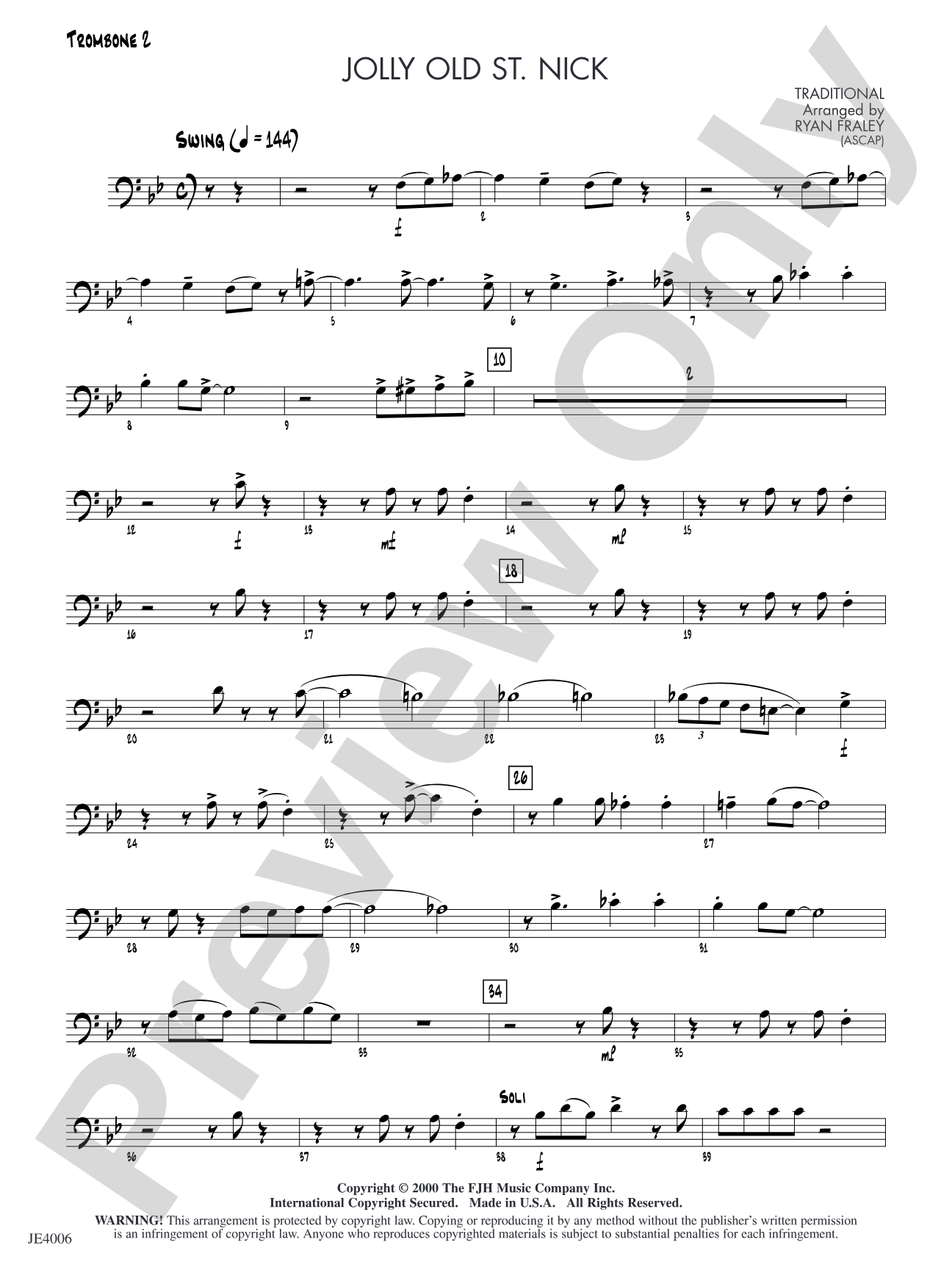 Jolly Old St. Nick: Trombone 2